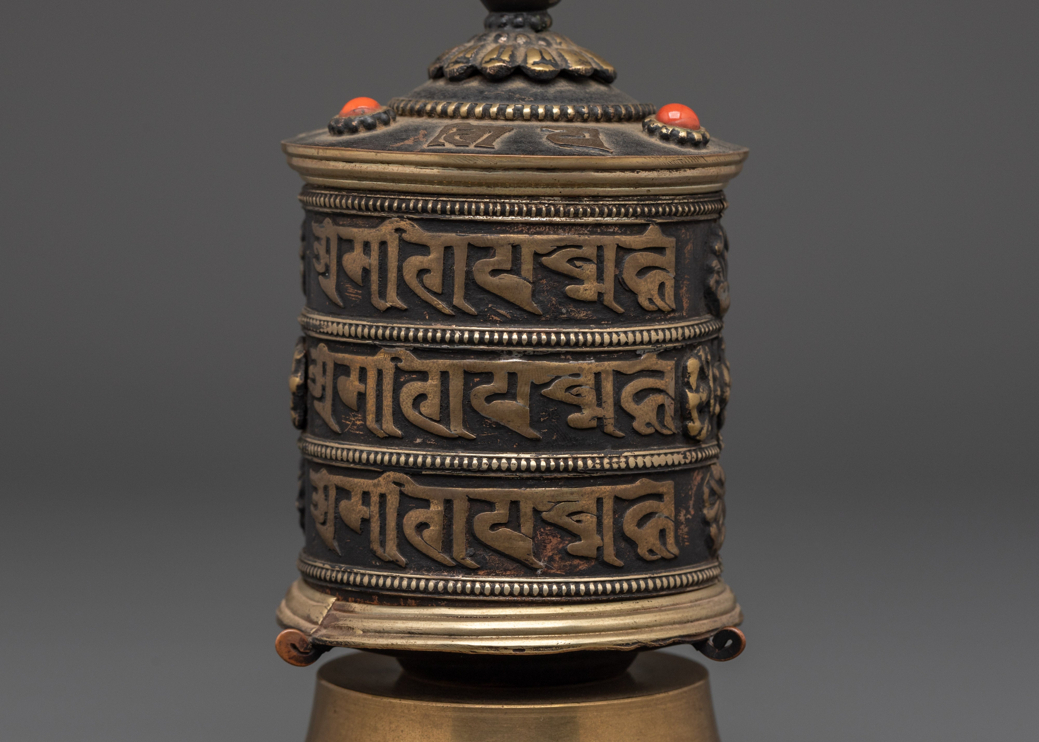Buddhist Mantra Spinning Wheel | Meditation Decor for Peace