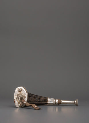 Tibetan Snuff Horn with Pure Silver | Handcrafted Ethically Sourced Yak Horn Snuff