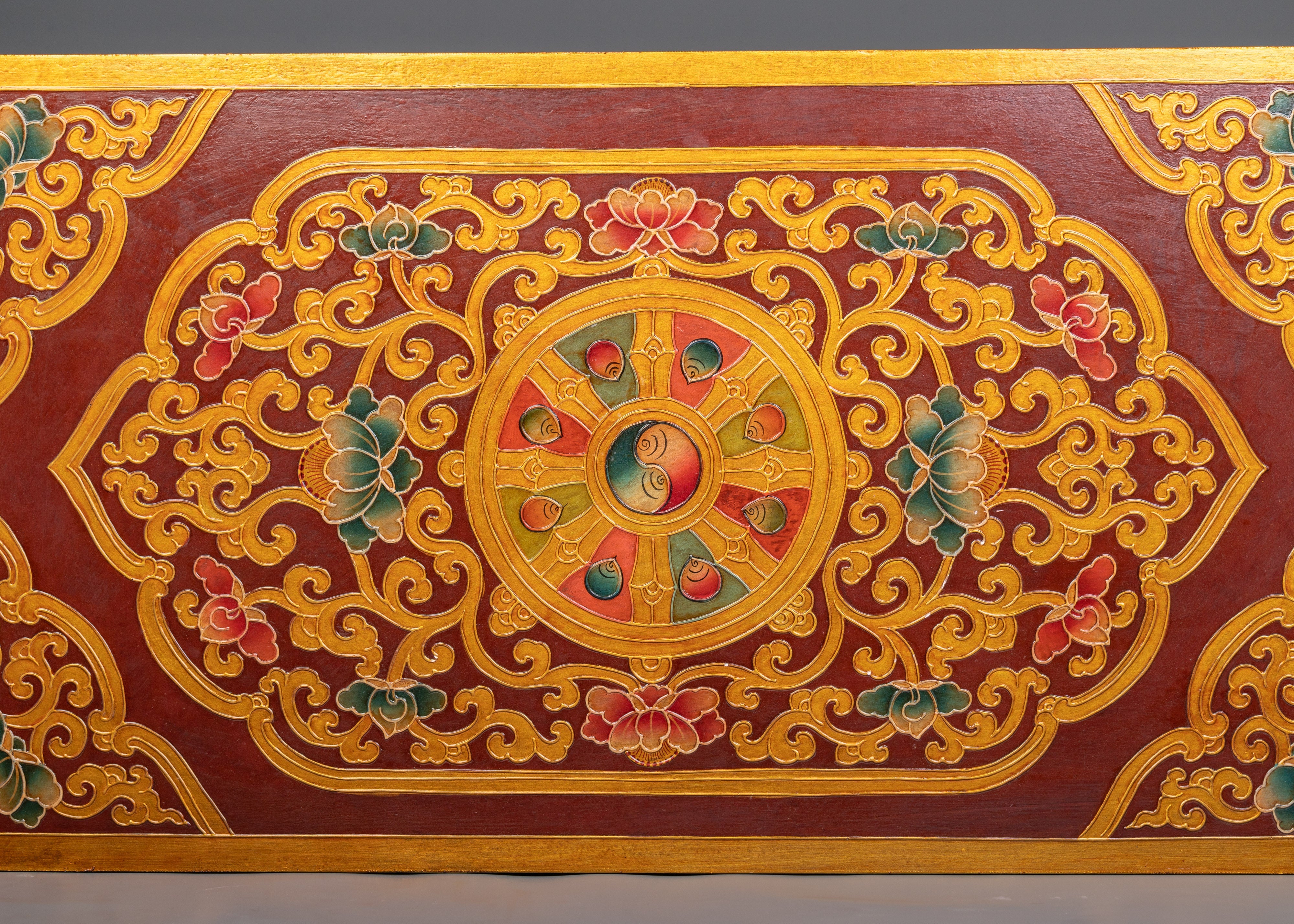 Folding Table with Dragon Carving and Offering | Tibetan Decor