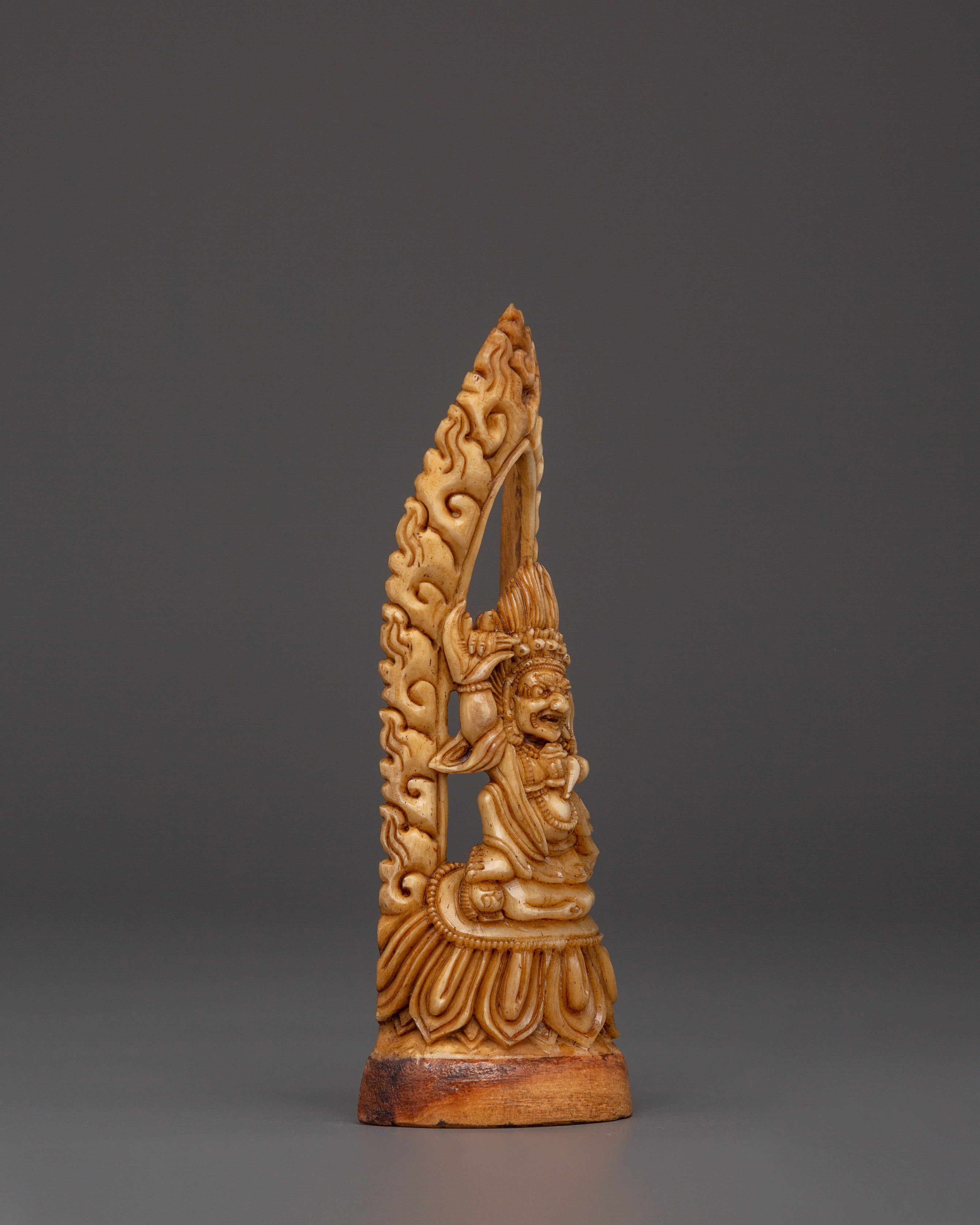 Tibetan Hand-carved Mahakala Bone | Wrathful Deity