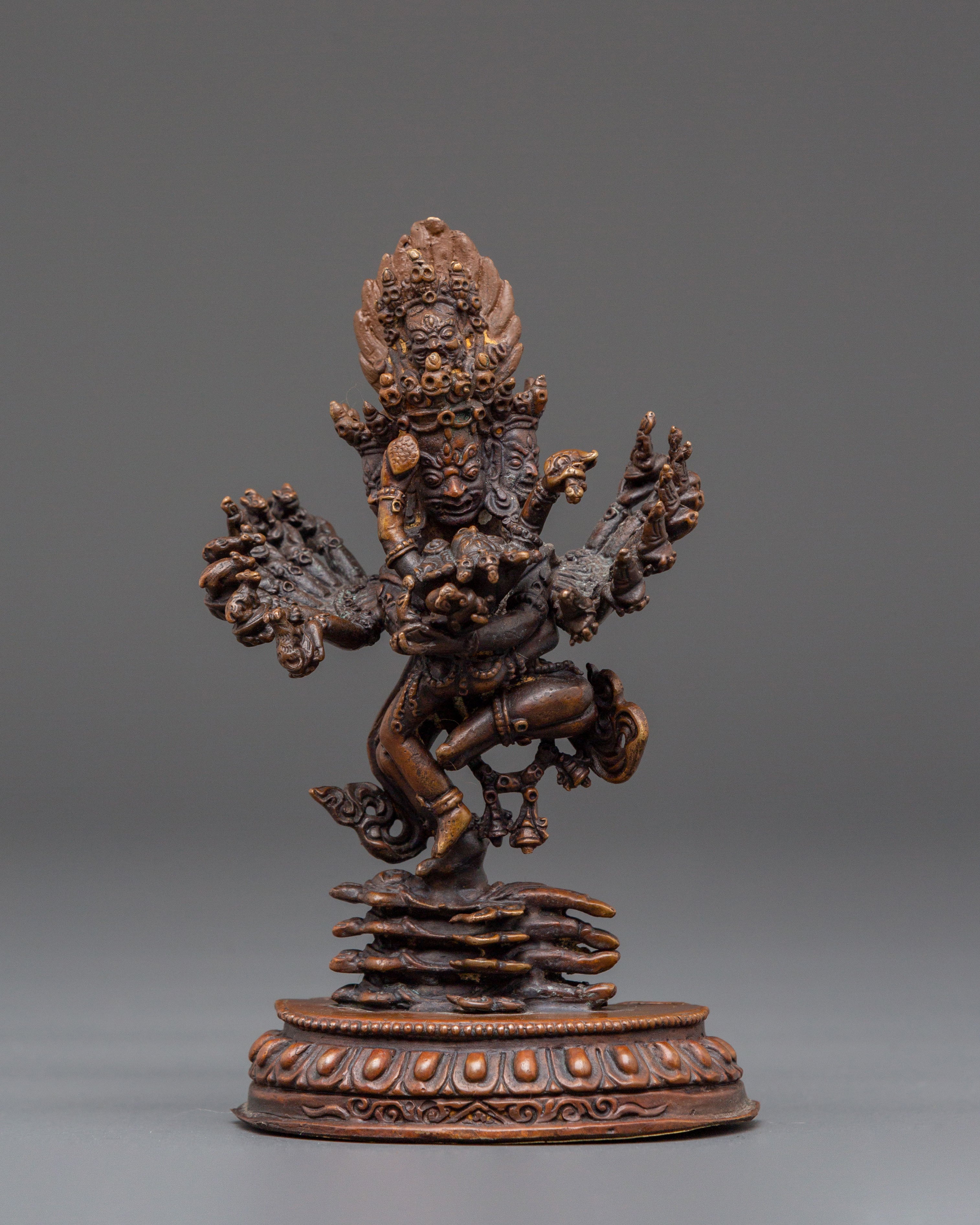 Tantric Protector Hevajra Statue | Oxidized Copper Tibetan Deity Sculpture