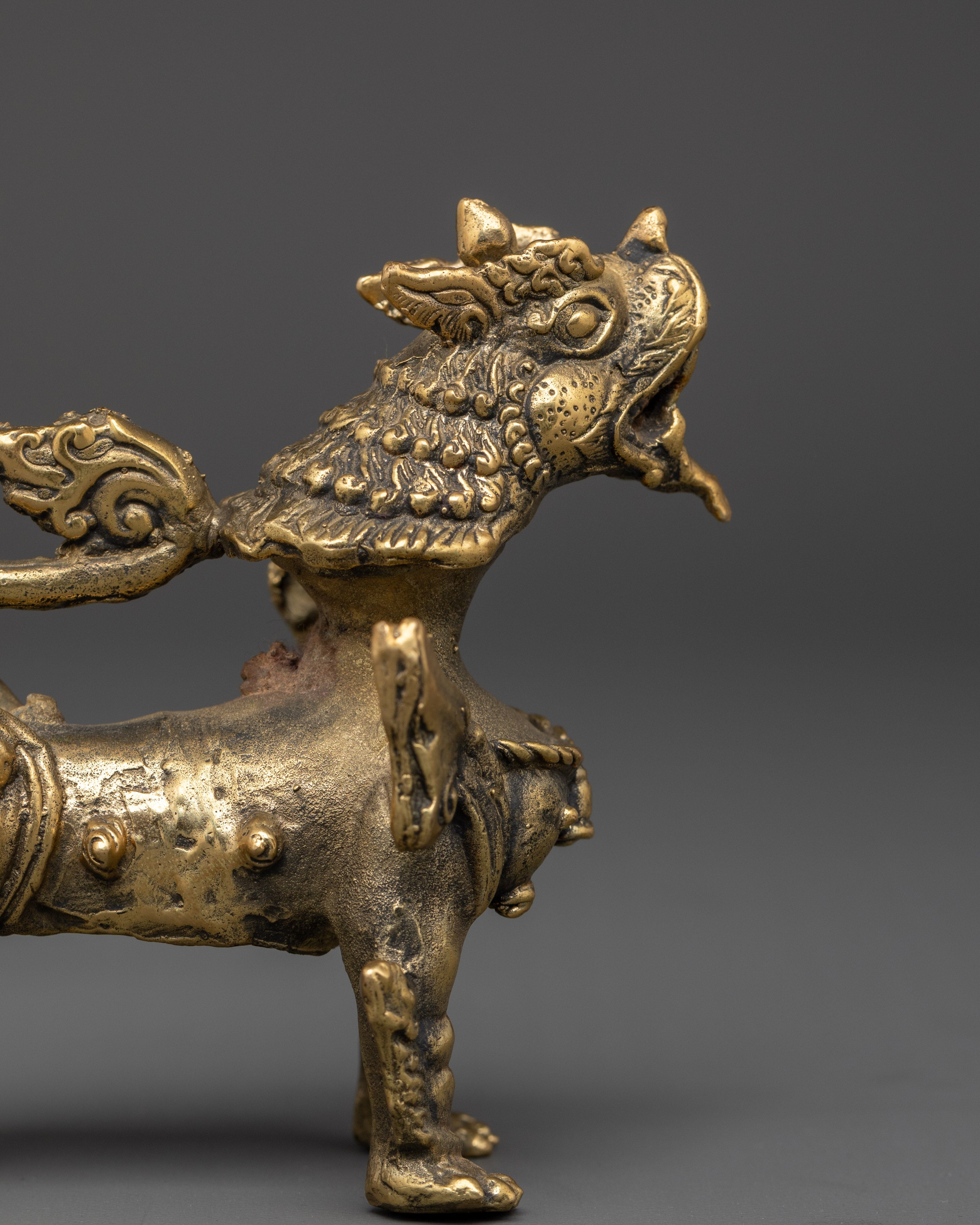 Handcrafted Brass Lion Figurine| Tibetan Home Decor