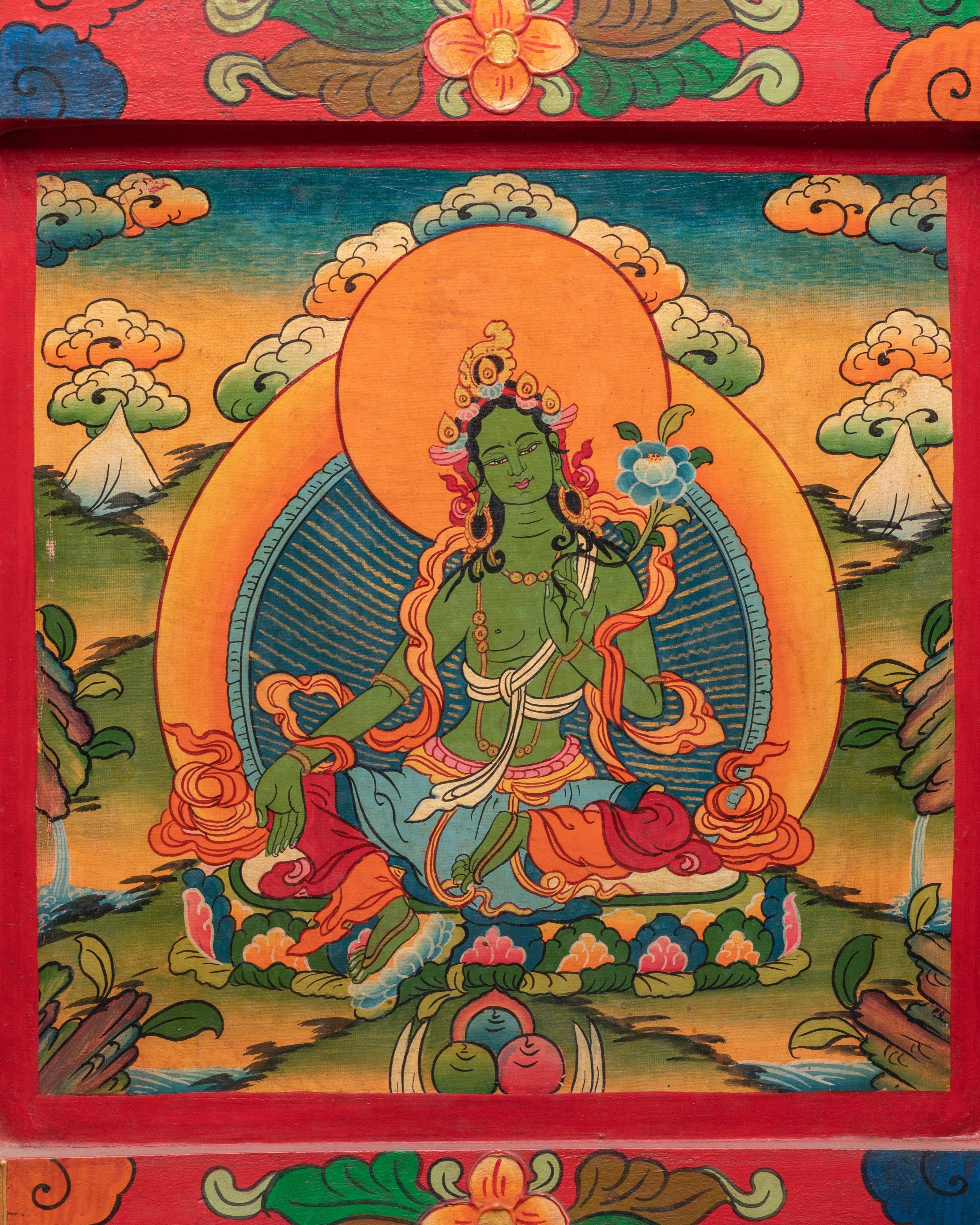 Tibetan Green Tara Wall Hanging | Handcrafted Buddhist Wall Art