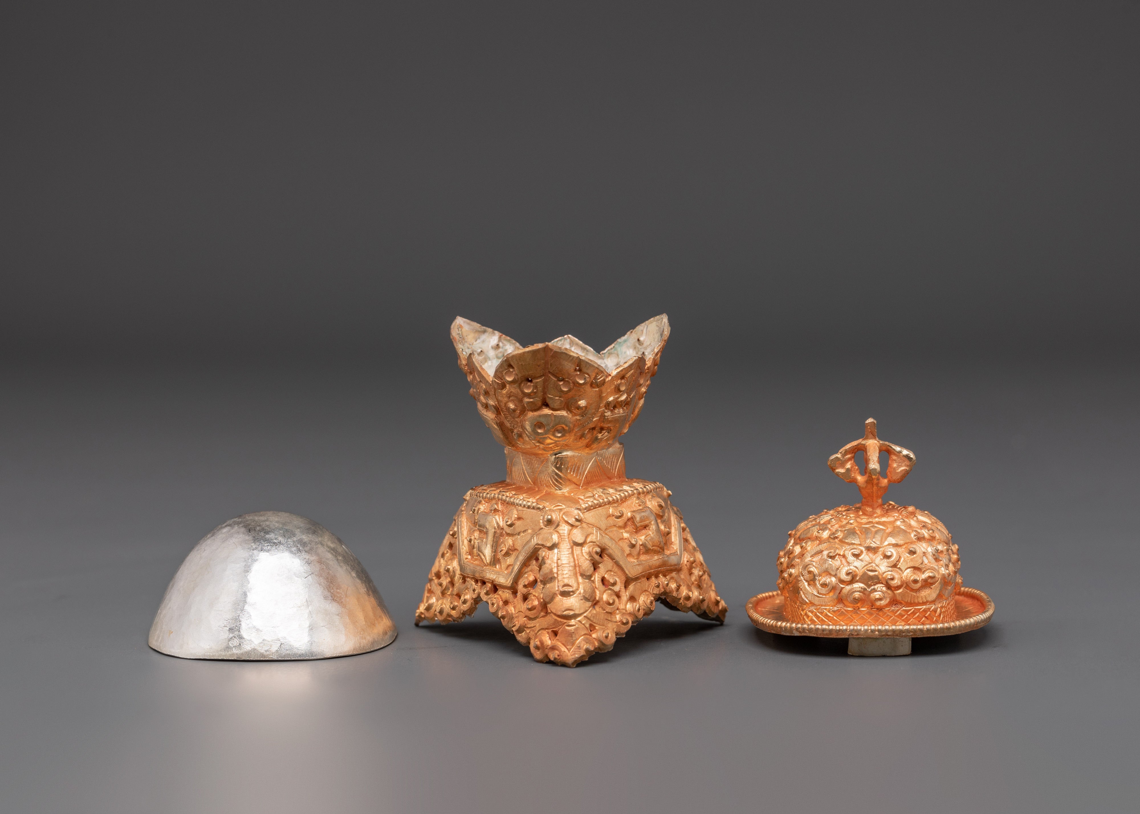 Traditional Tibetan Kapala Ritual Item | Handcrafted Copper & Gold Plated Offering Vessel
