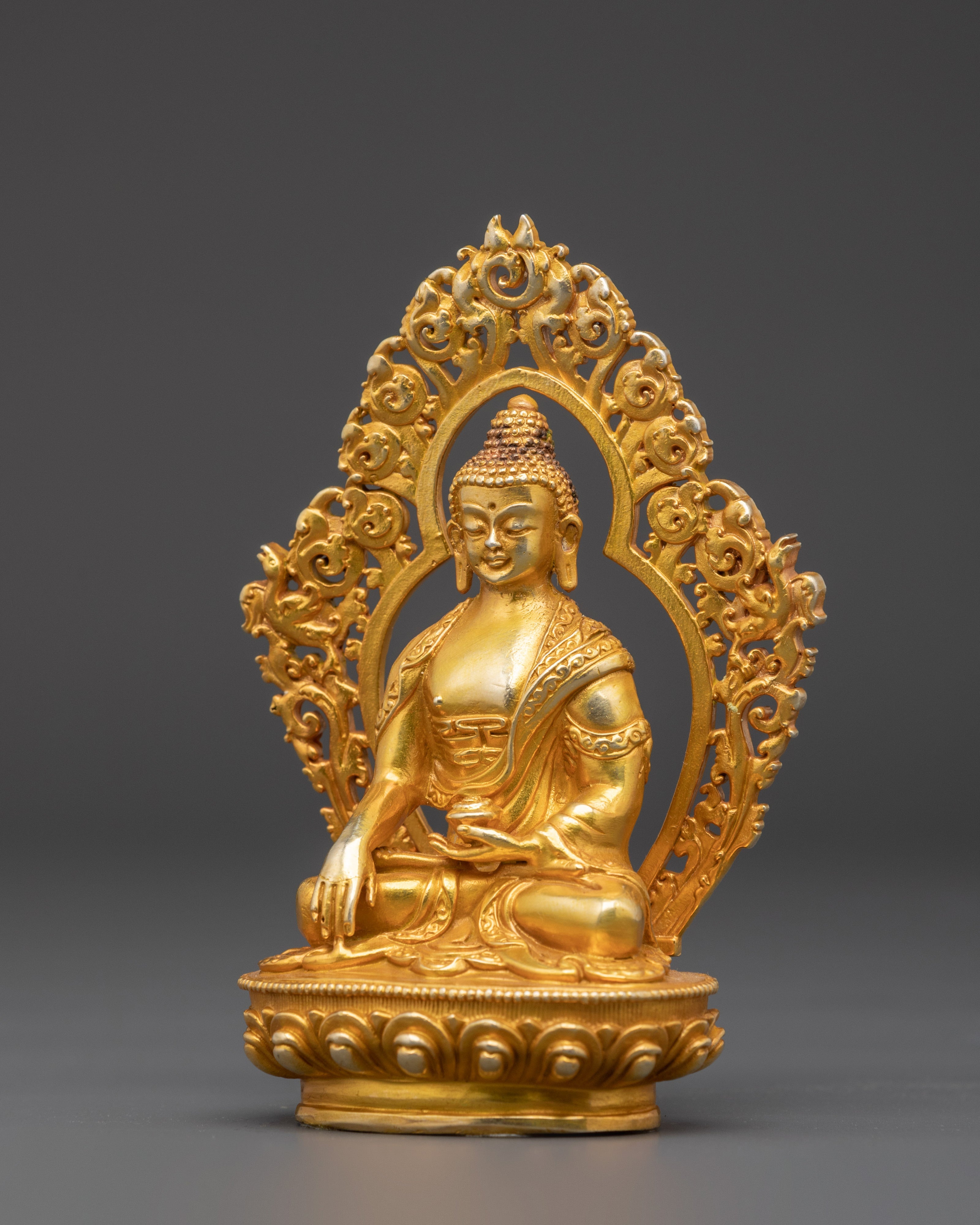 Tibetan Shakyamuni Buddha Copper Statue | Gold-Plated Buddhist Figurine