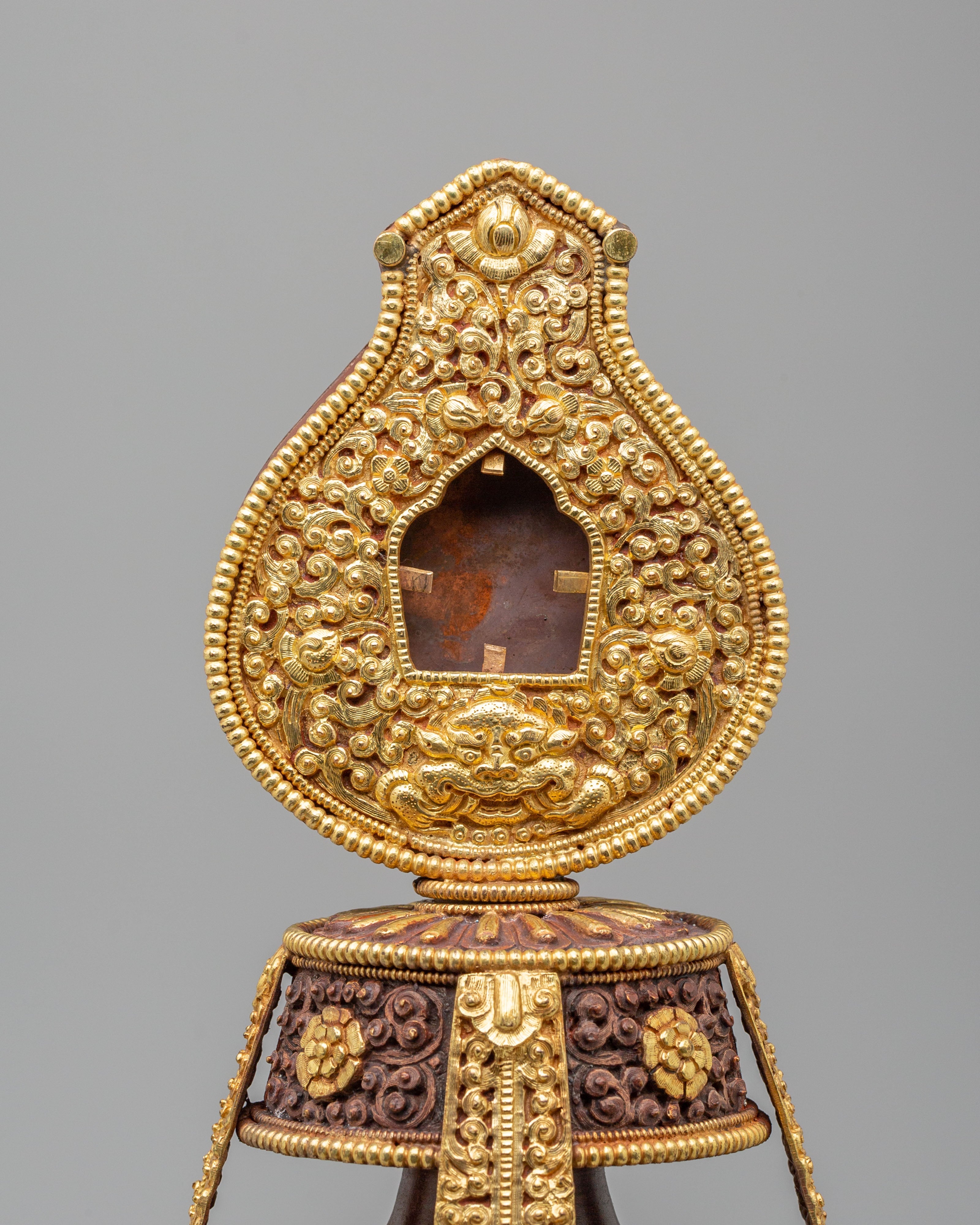 Sacred Tibetan Long-Life Vase | Gold Plated Copper Buddhist Altar Vessel