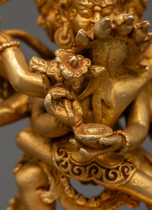 Gold Plated Hayagriva Statue | Copper Tantric Guardian for Protection