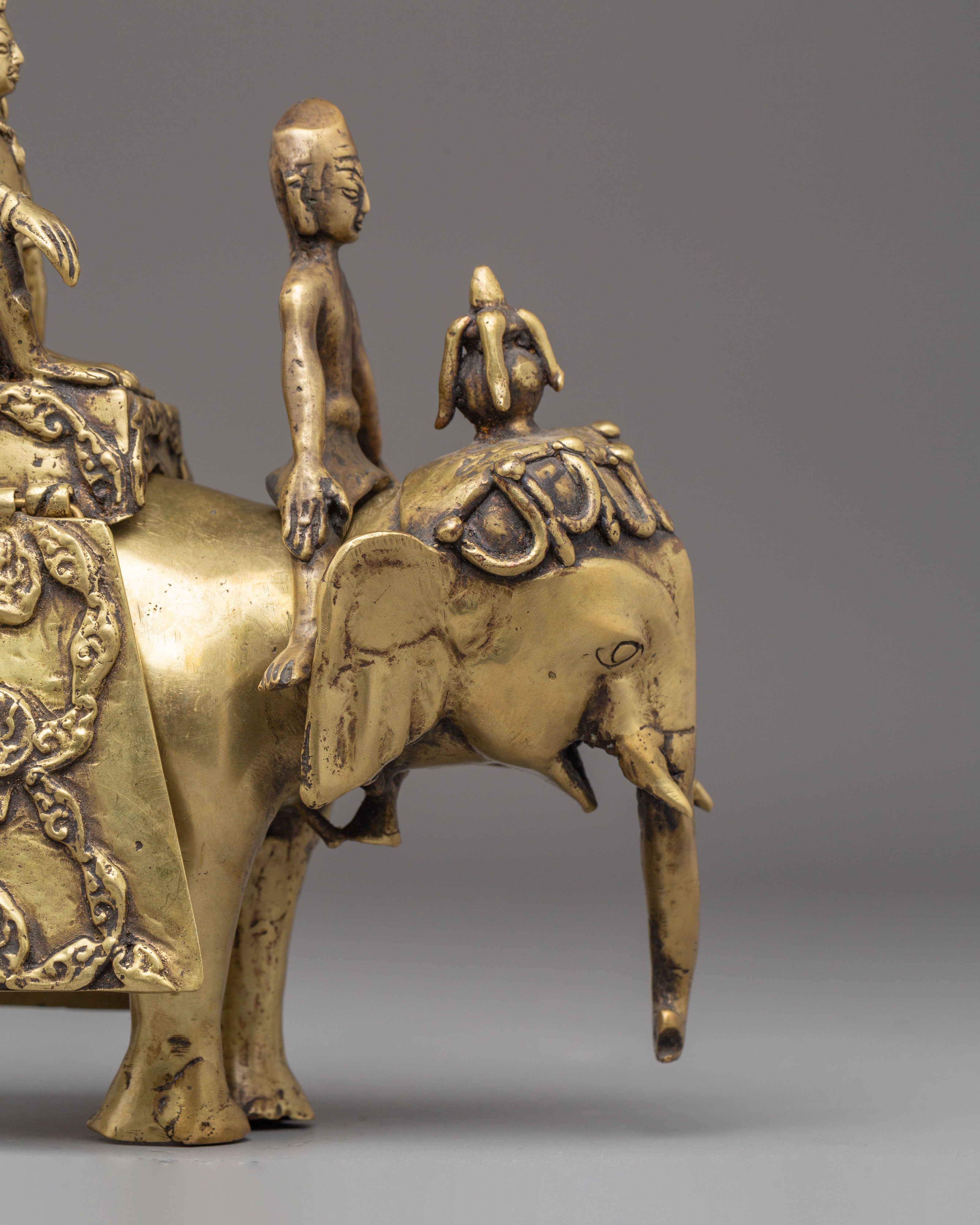 Handcrafted Tibetan Elephant Art with Indra | Symbol of Power