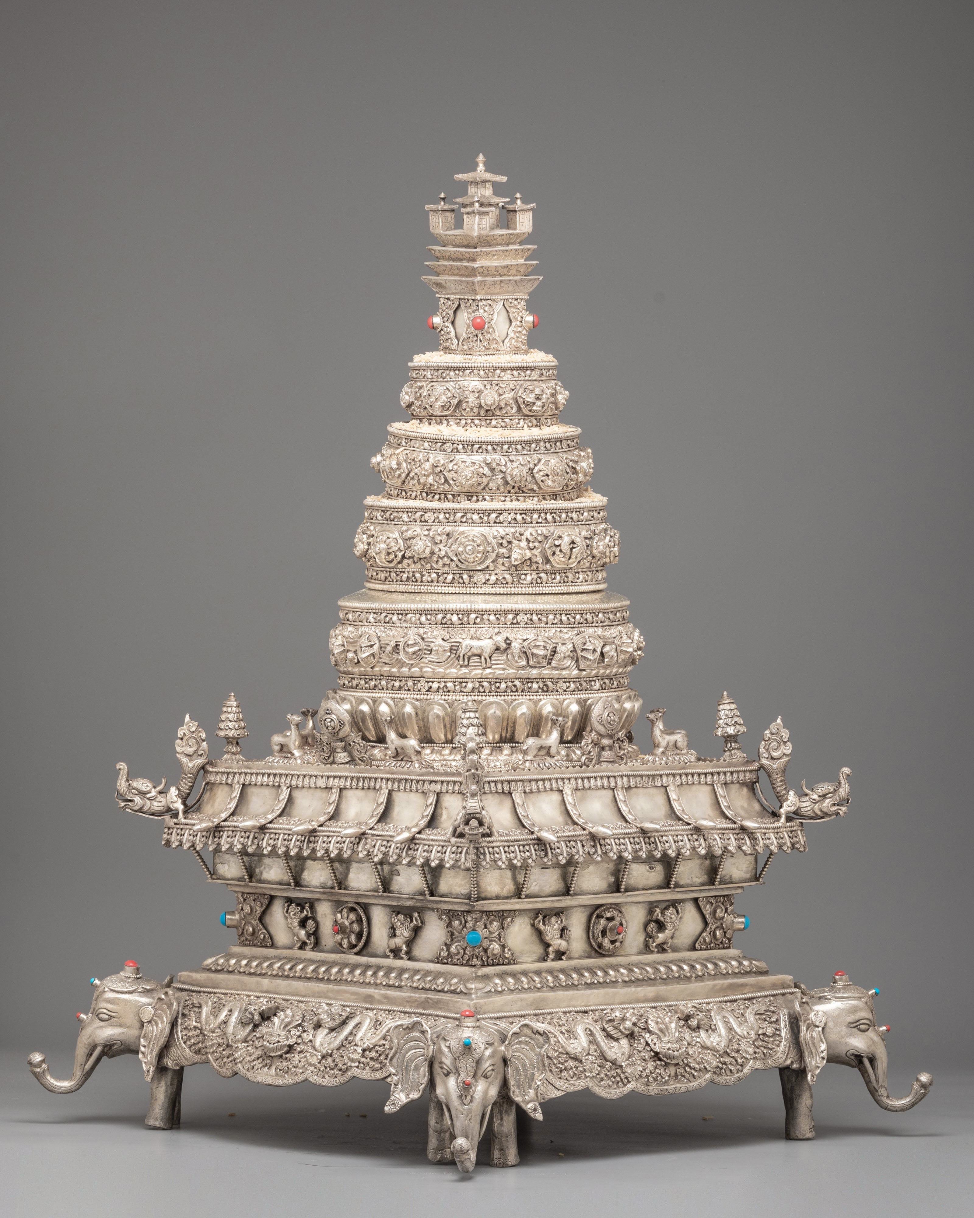 Traditional Tibetan Silver Mandala Set | Sacred Buddhist Offering Set