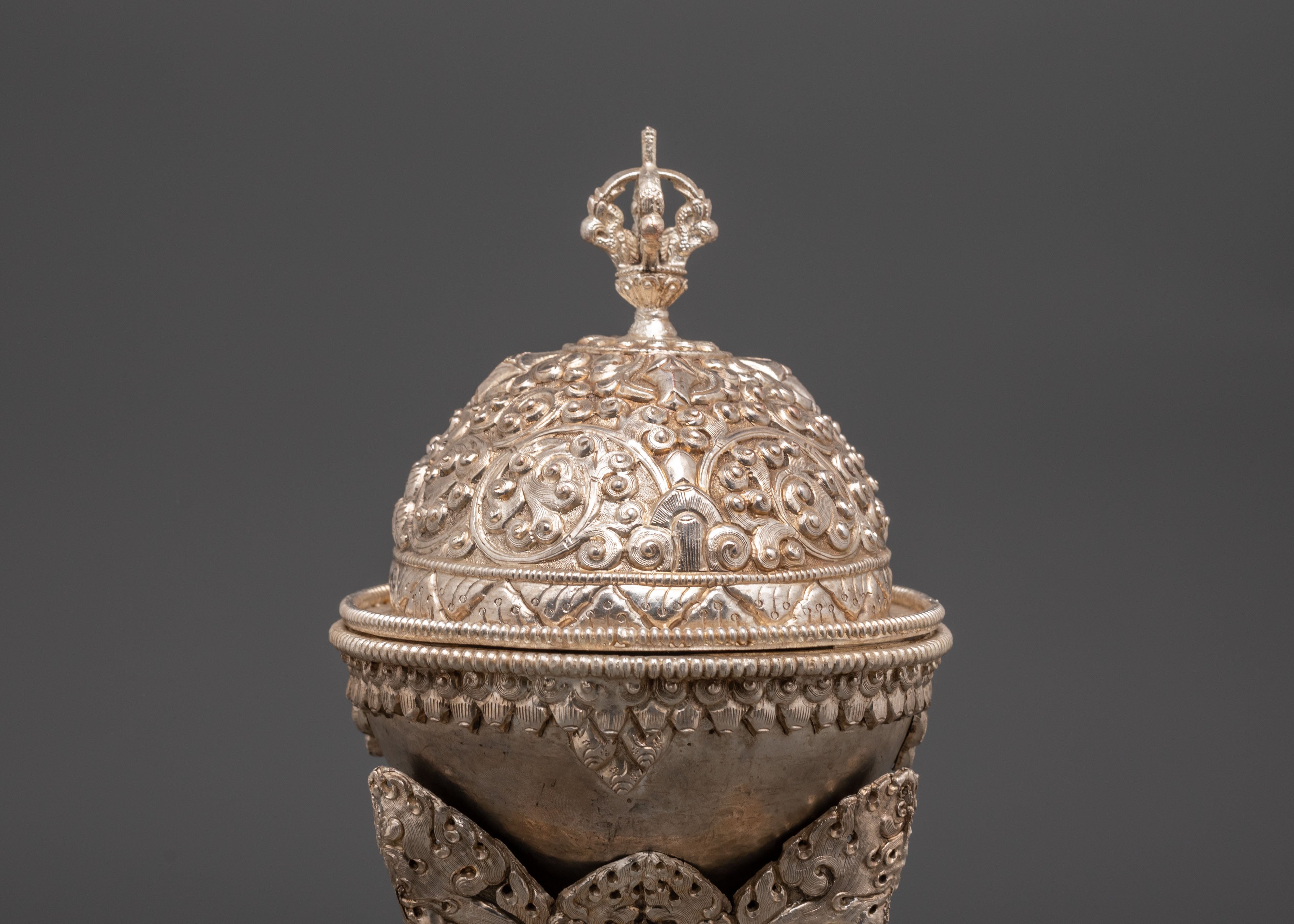 Kapala for Buddhist Ritual | Silver Plated Copper Skull Cup