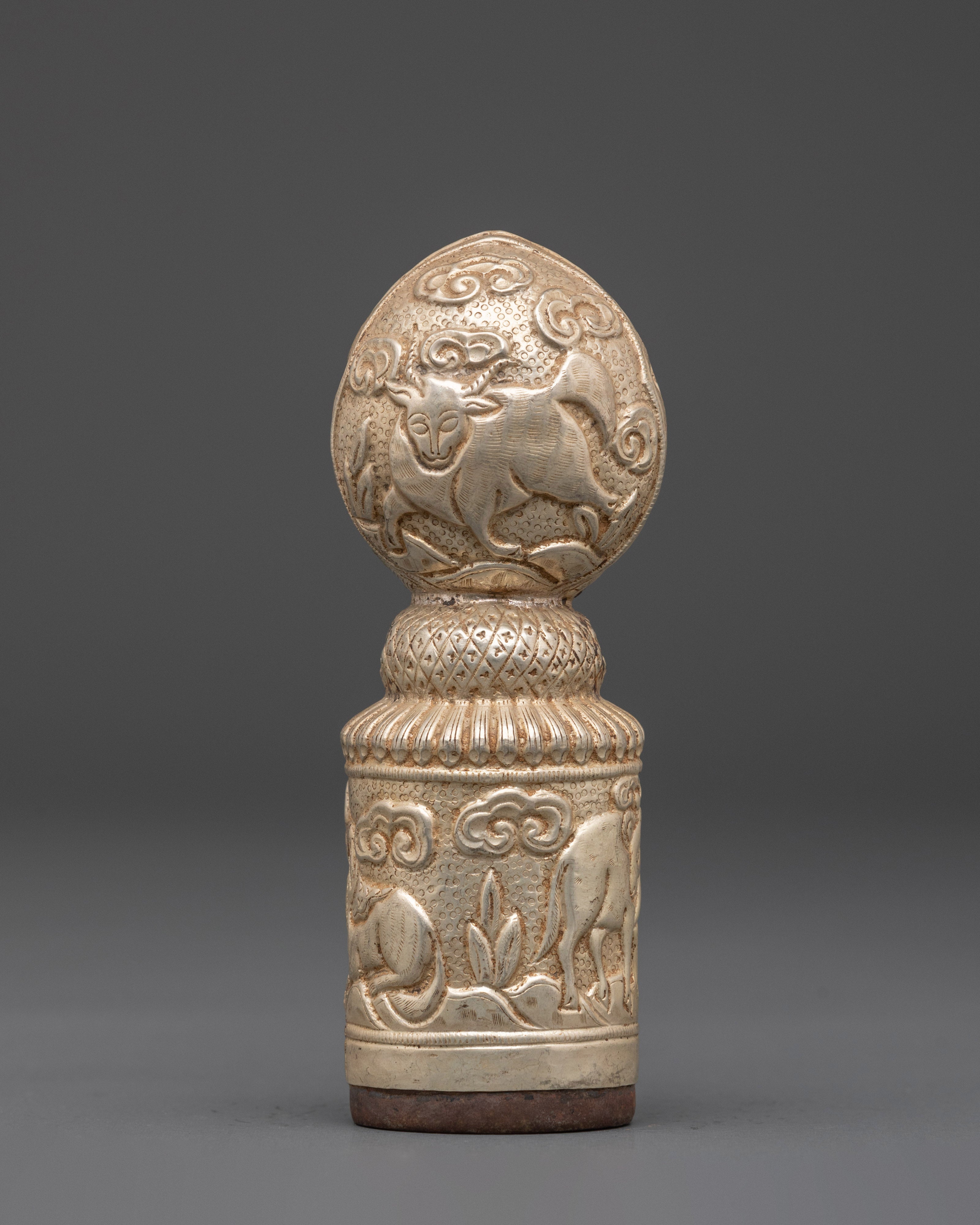 Traditional Engraved Seal | Handcrafted Silver-Plated Copper Artifact