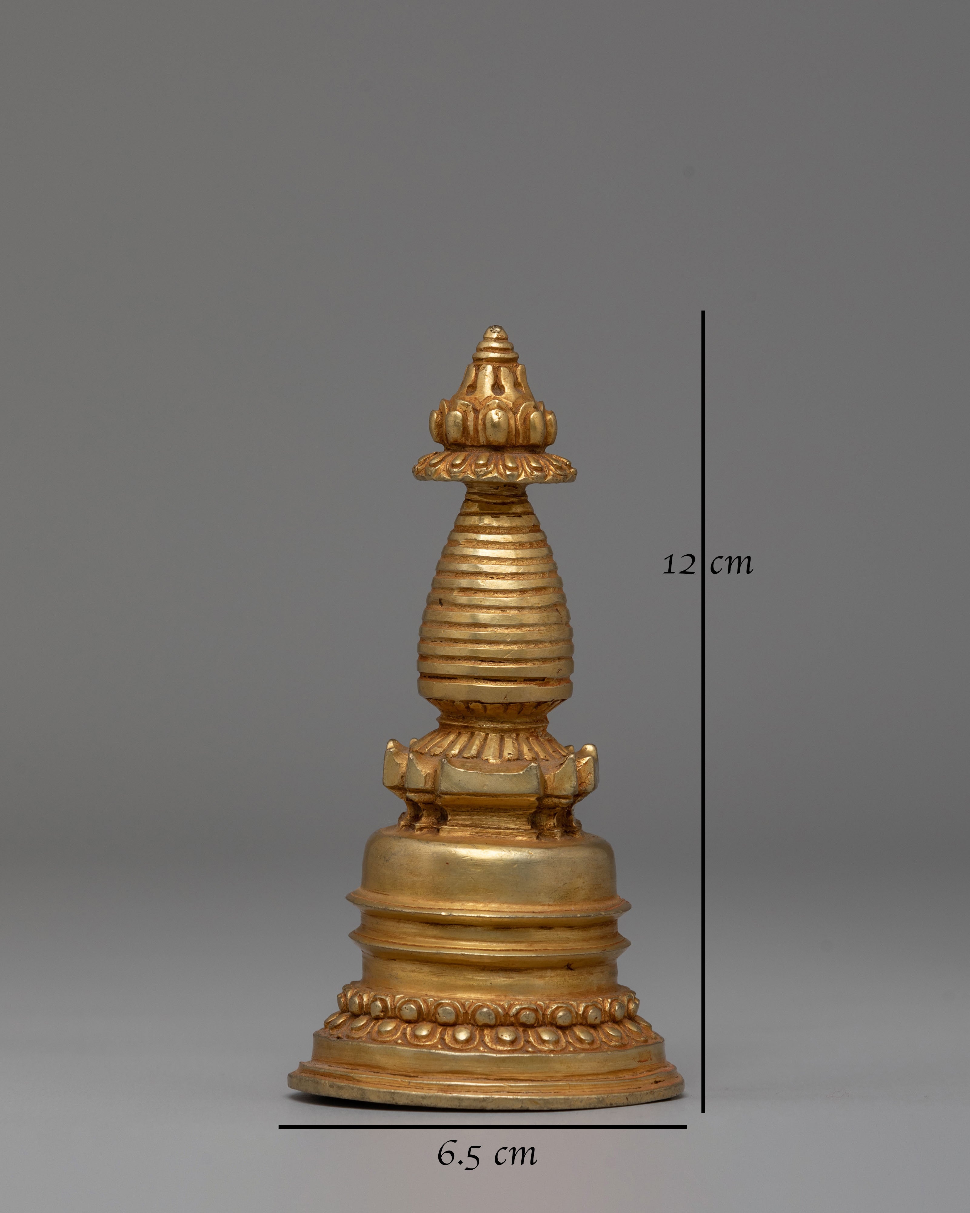 Handcrafted Buddhist Copper Stupa | Gold-Plated Sacred Shrine Decor