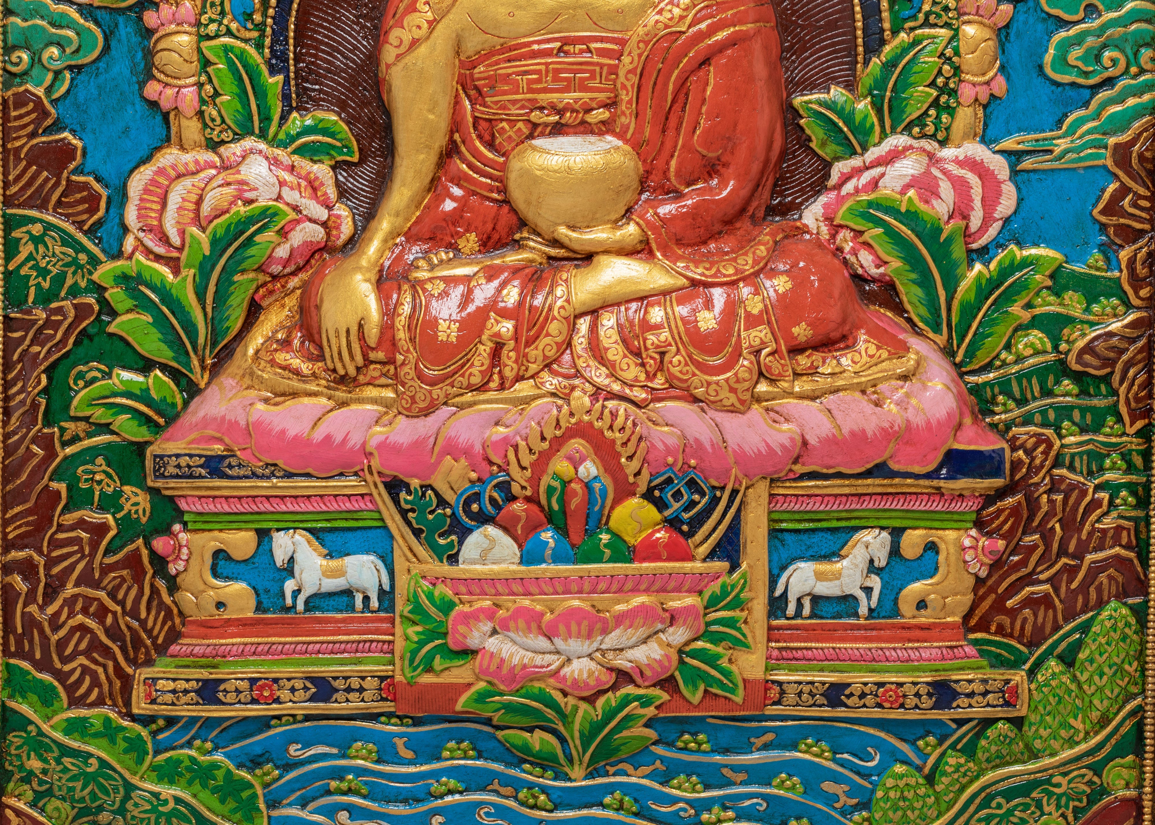 Shakyamuni Buddha Thangka Wall Hanging | Tibetan Buddhist Sacred Art