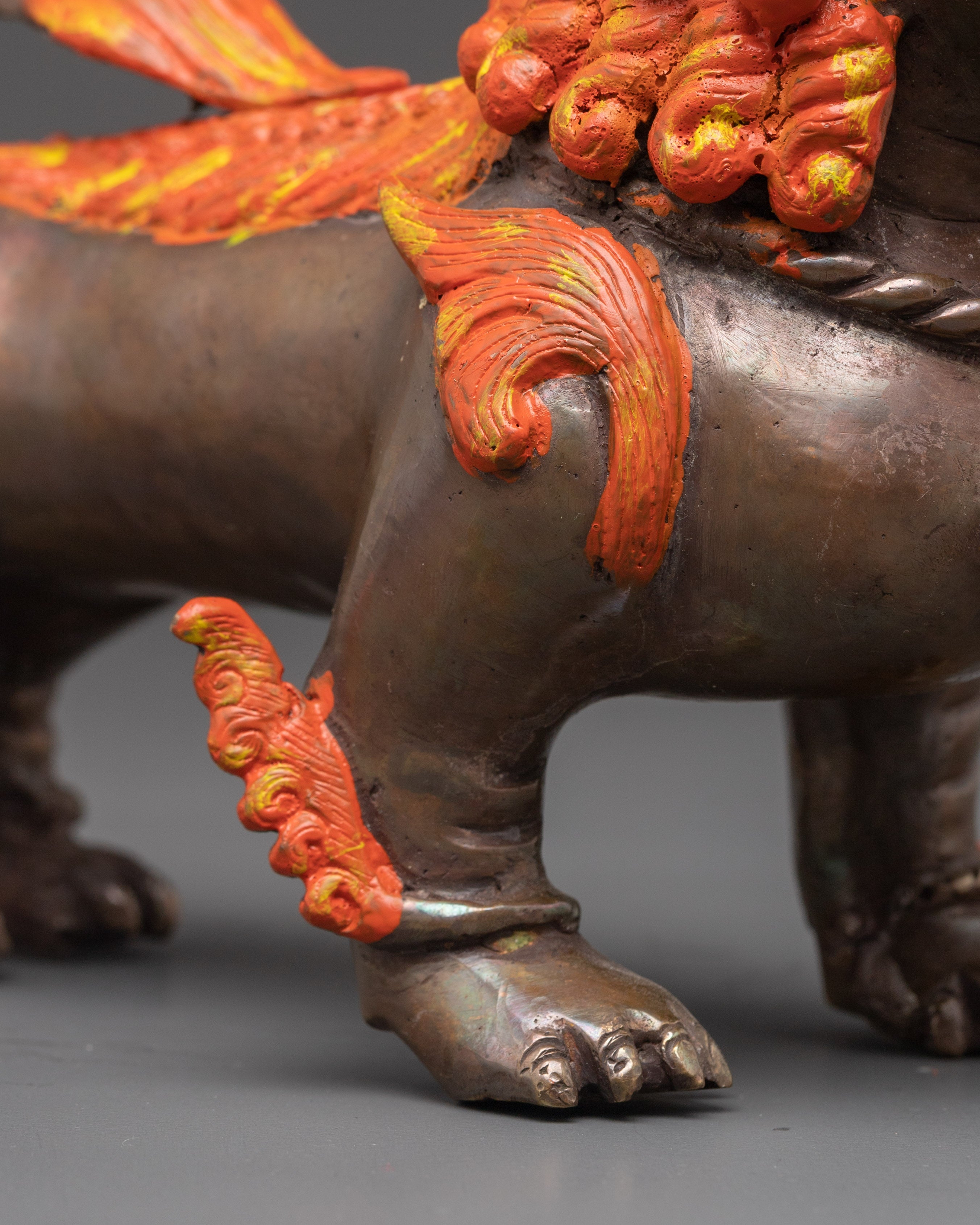Sacred Oxidized Copper Lion Set | Symbol of Strength and Courage