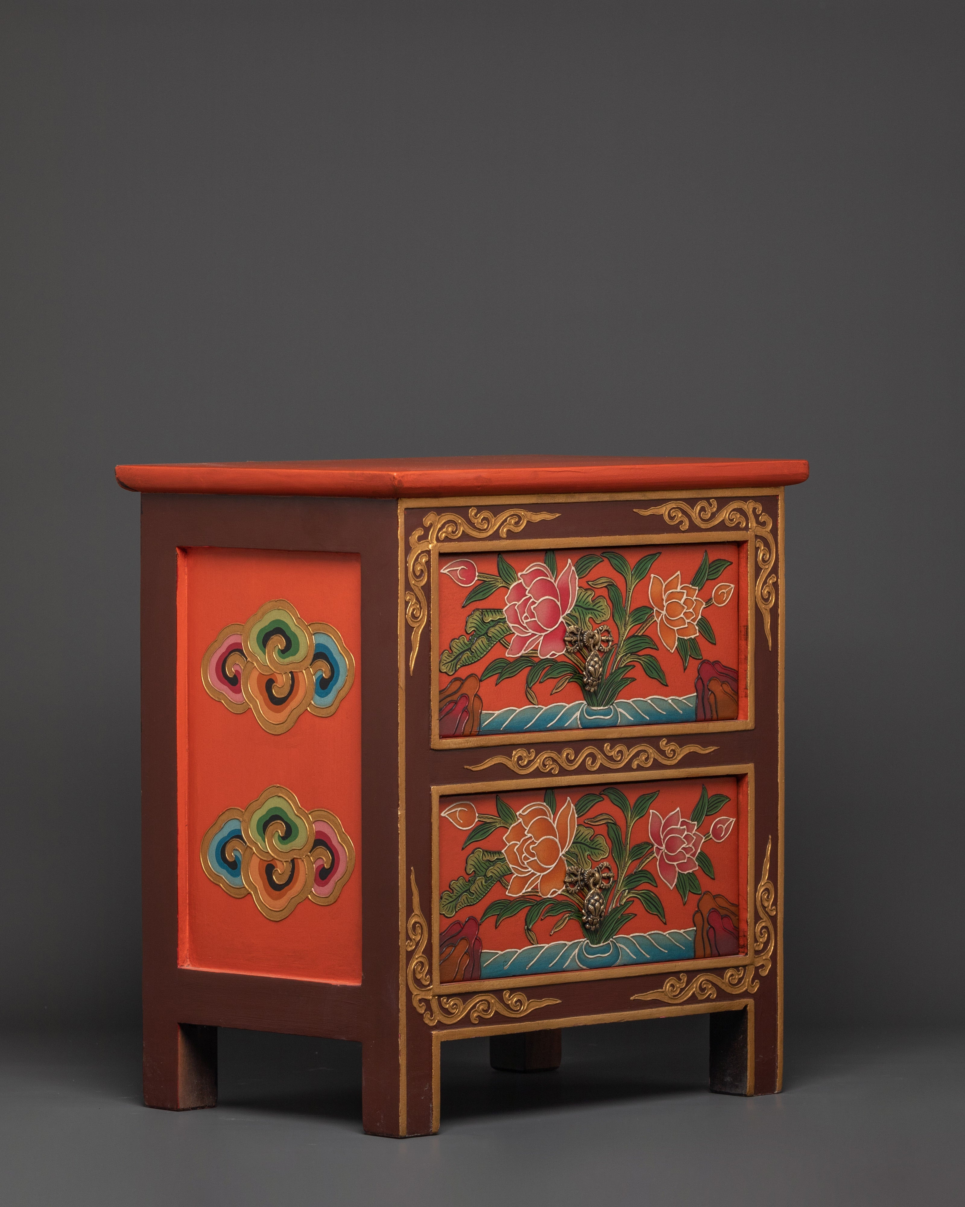 Tibetan Buddhist Drawer Box | Handcrafted Wooden Storage Box