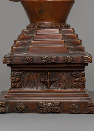 Buddhist Oxidized Copper Stupa |  Handmade Buddhist Symbol for Ritual and Decorative Use
