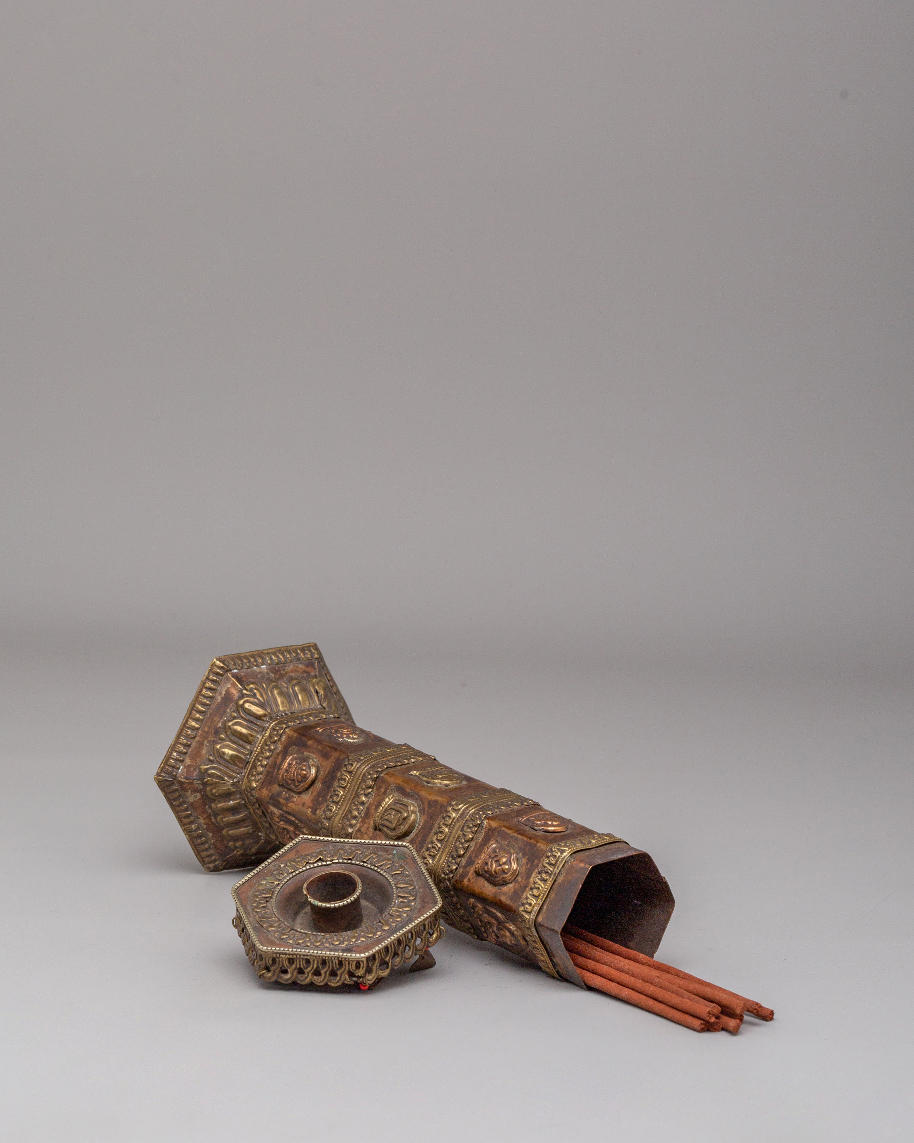 Himalayan Carved Incense Burner Pair | Ritual & Meditation Offering Vessels