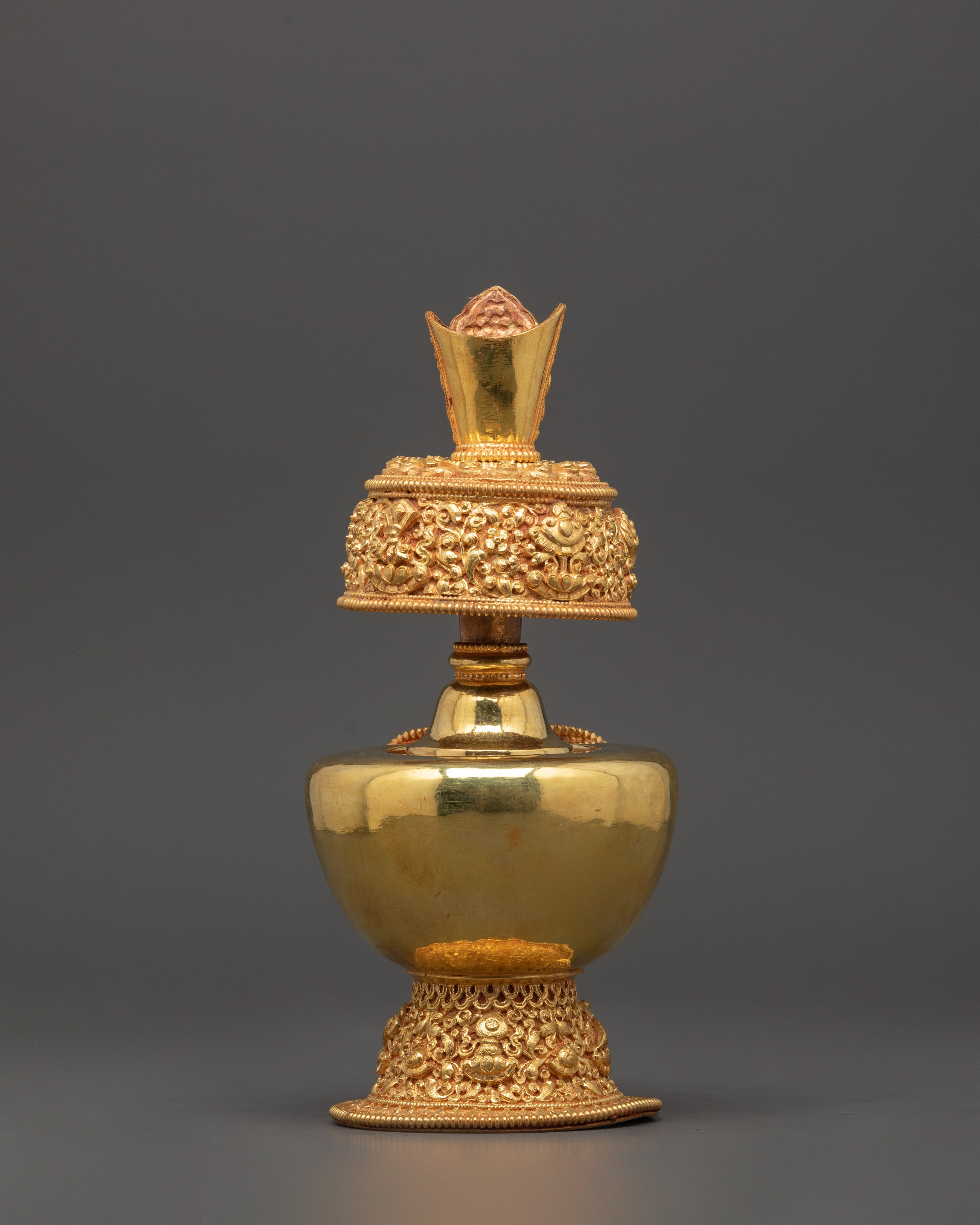 Large Gold-Plated Tibetan Bhumba Ritual Set | Spiritual Temple Decor
