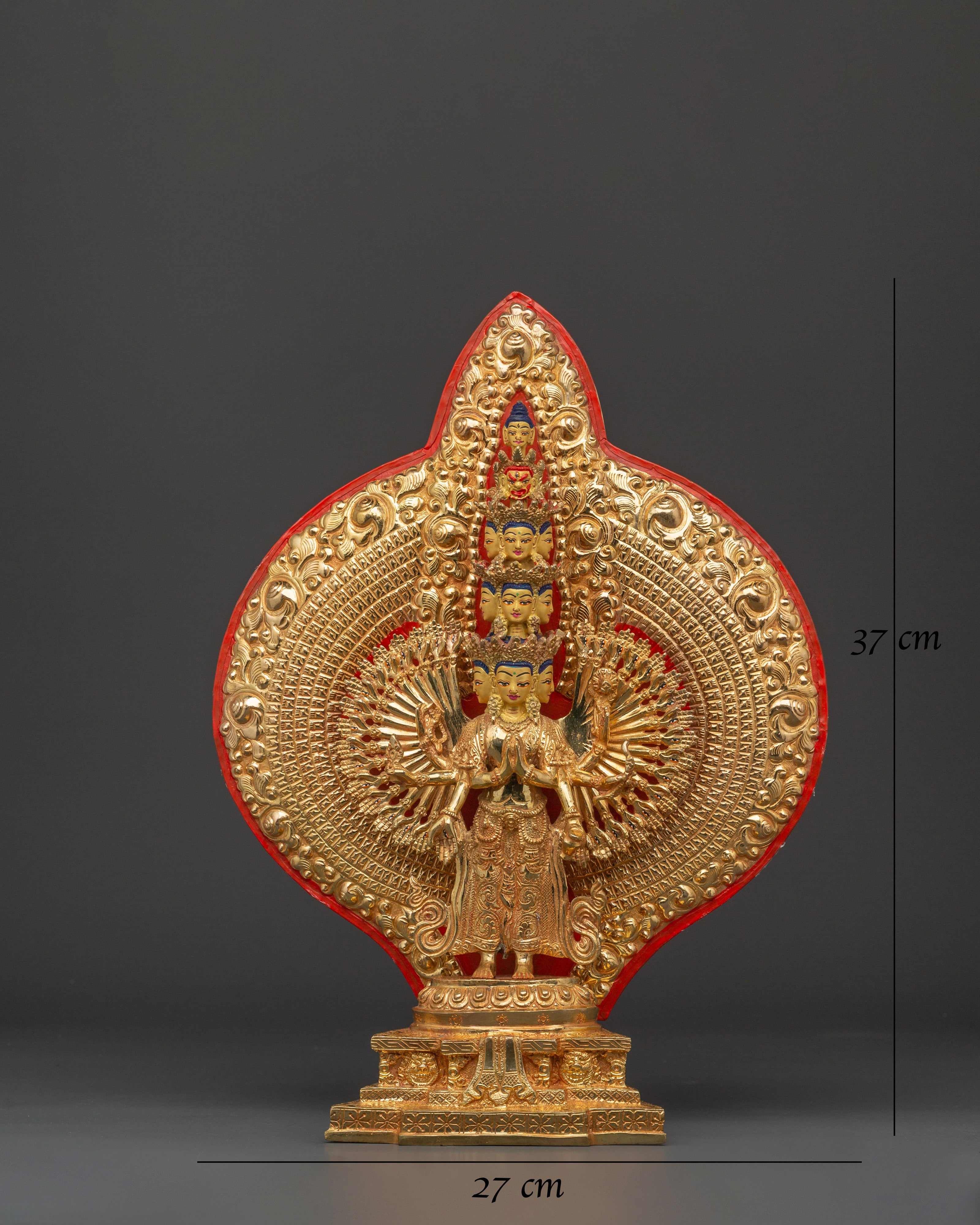 Gold Plated Thousand Armed Chenrezig | Bodhisattva Statue