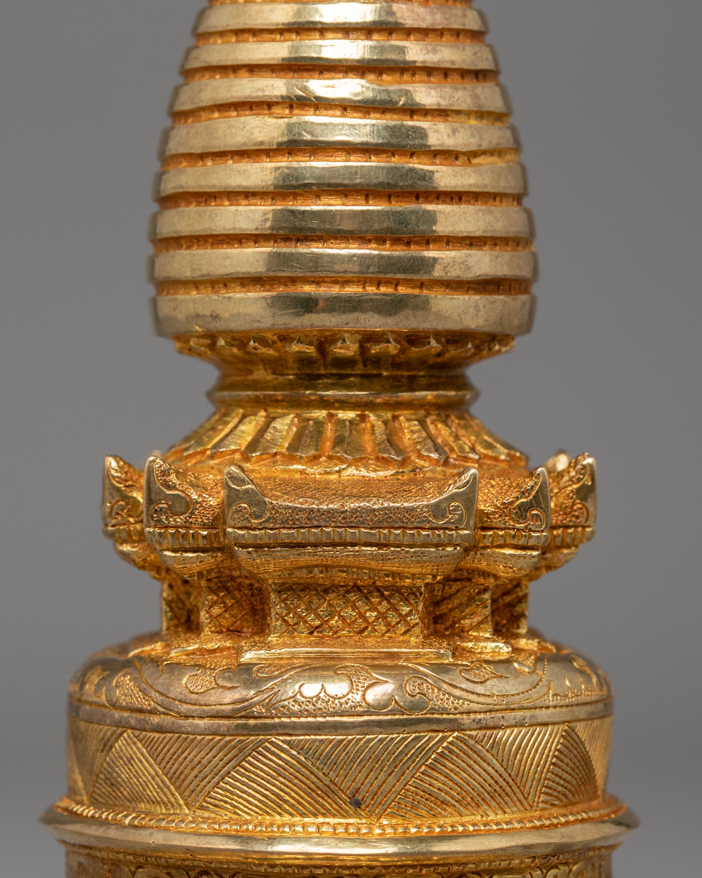 Gold Plated Sacred Buddhist Stupa | Symbol of Peace