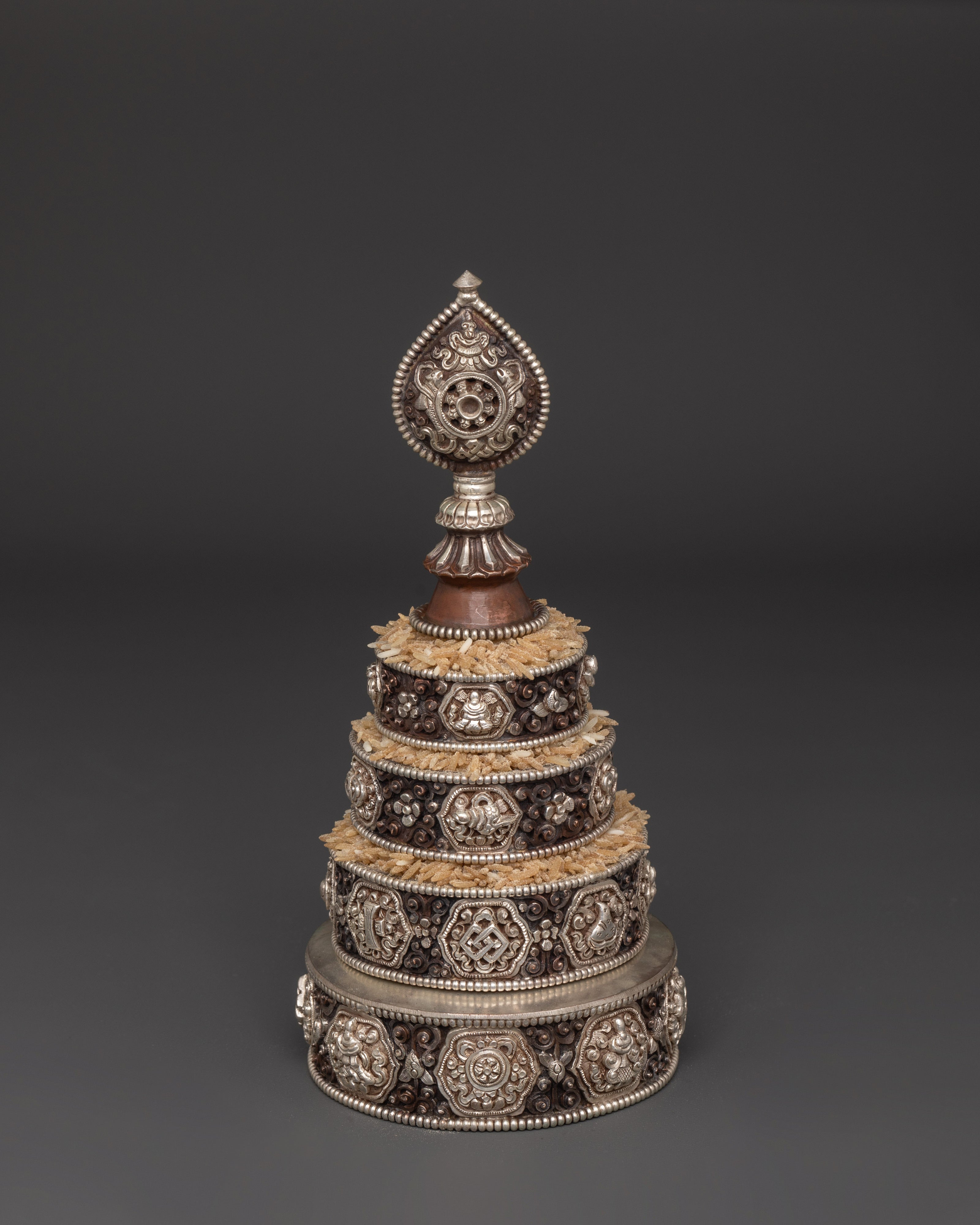 Mandala Set for Spiritual Practice | Oxidized Copper & Silver Plated