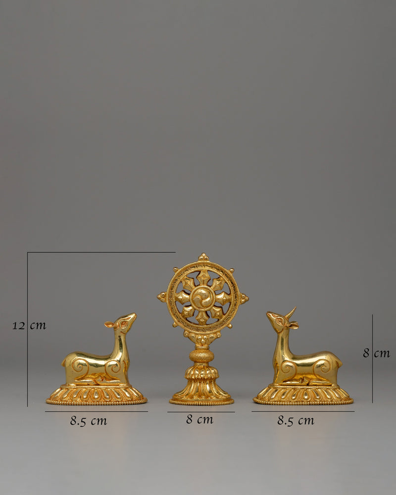 Dharma Wheel and Pair Of Deer | Traditional Buddhist Decor for Peaceful Spaces