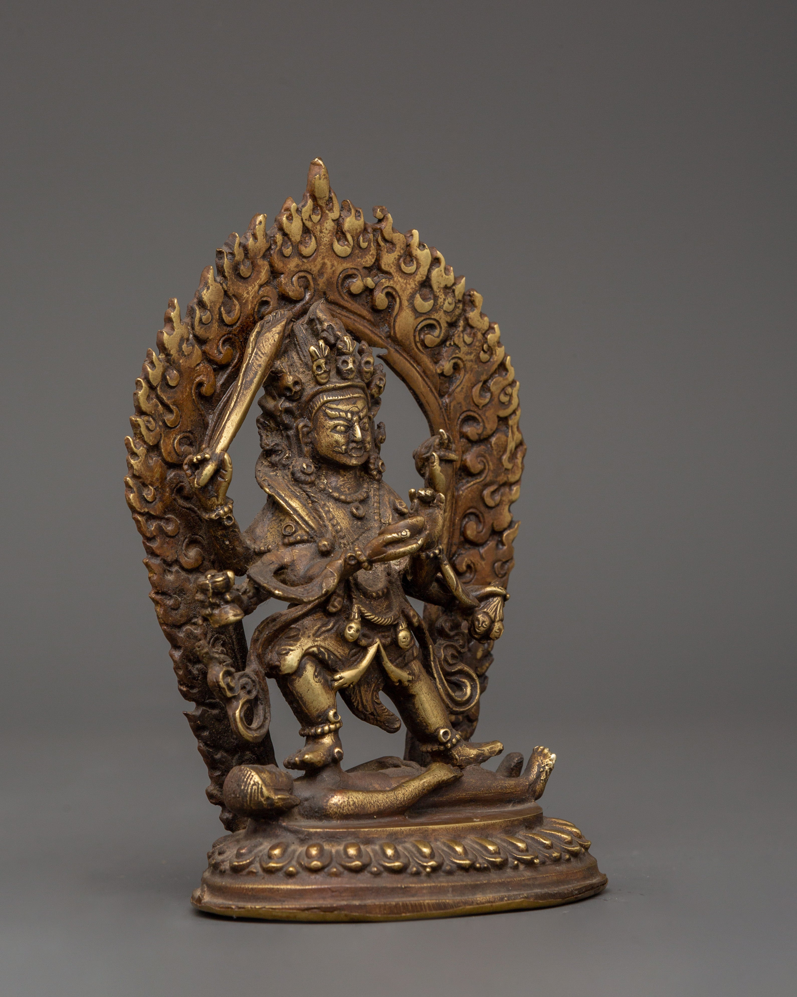 Handcrafted Brass Mahakala Statue | Spiritual Decor for Protection and Enlightenment