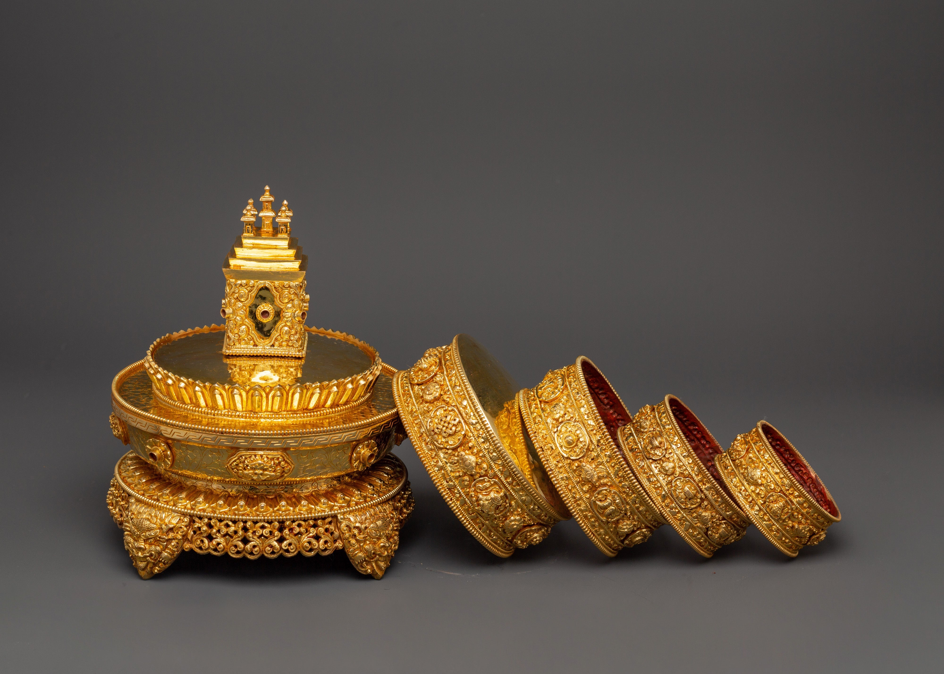 Sacred Mandala Copper Ritual Item | Gold-Plated Meditation Tool