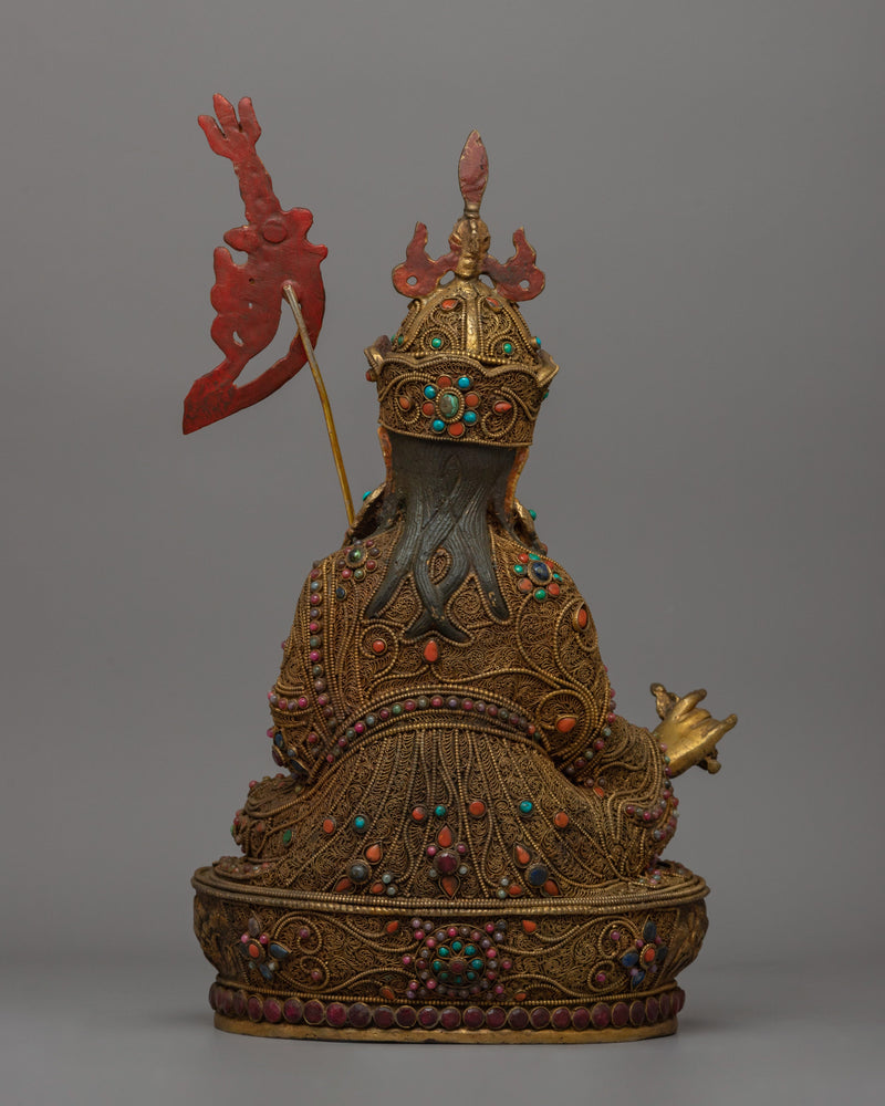 Gold-Plated Pema Jhyungne Statue | Guru Rinpoche Sculpture