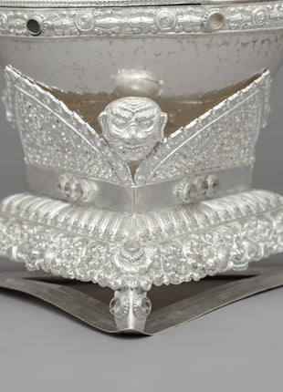 Silver Ritual Offering Kapala Bowl | Handcrafted Skull Cup