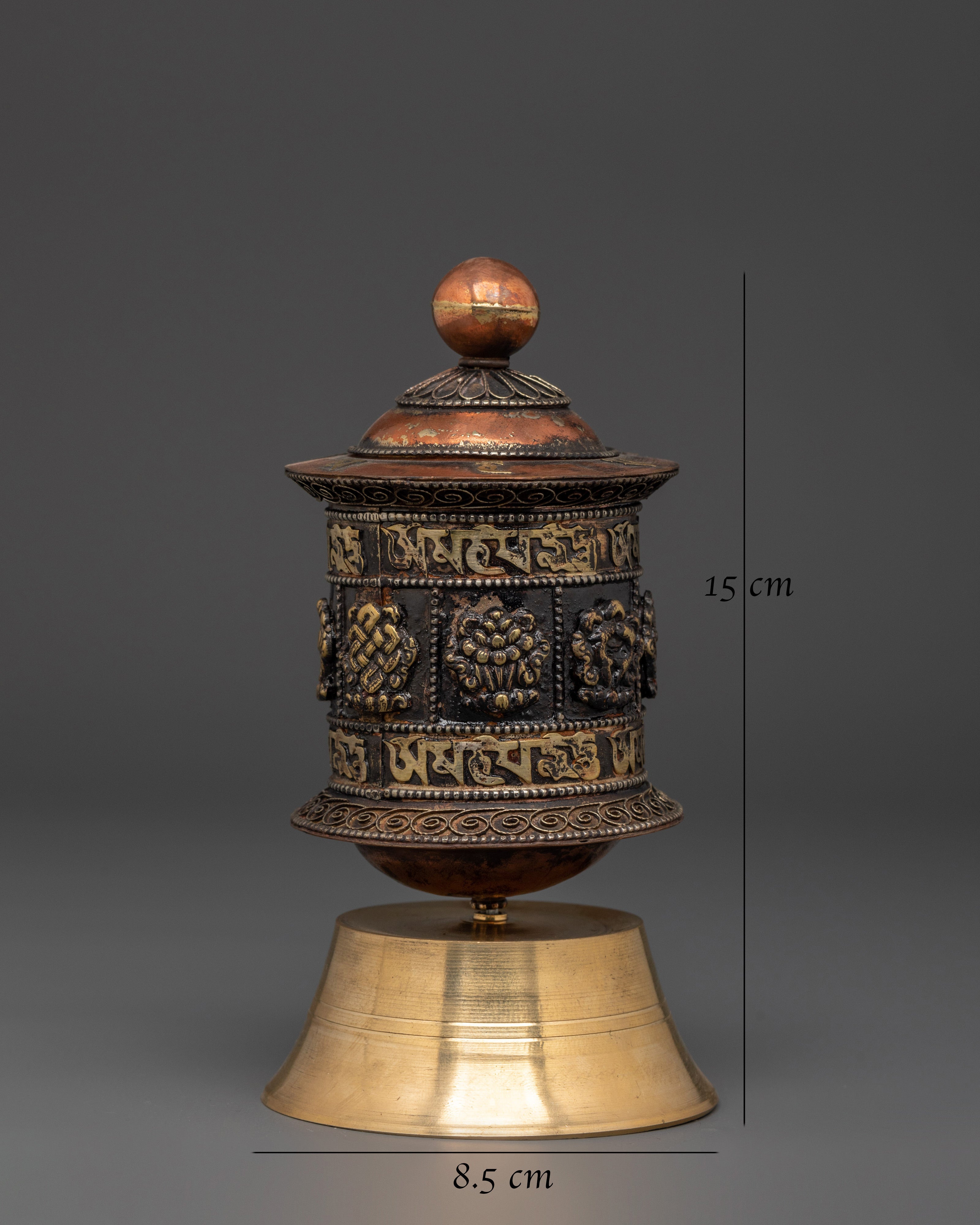 Traditional Himalayan Prayer Wheel | Eight Auspicious Symbols Wheel