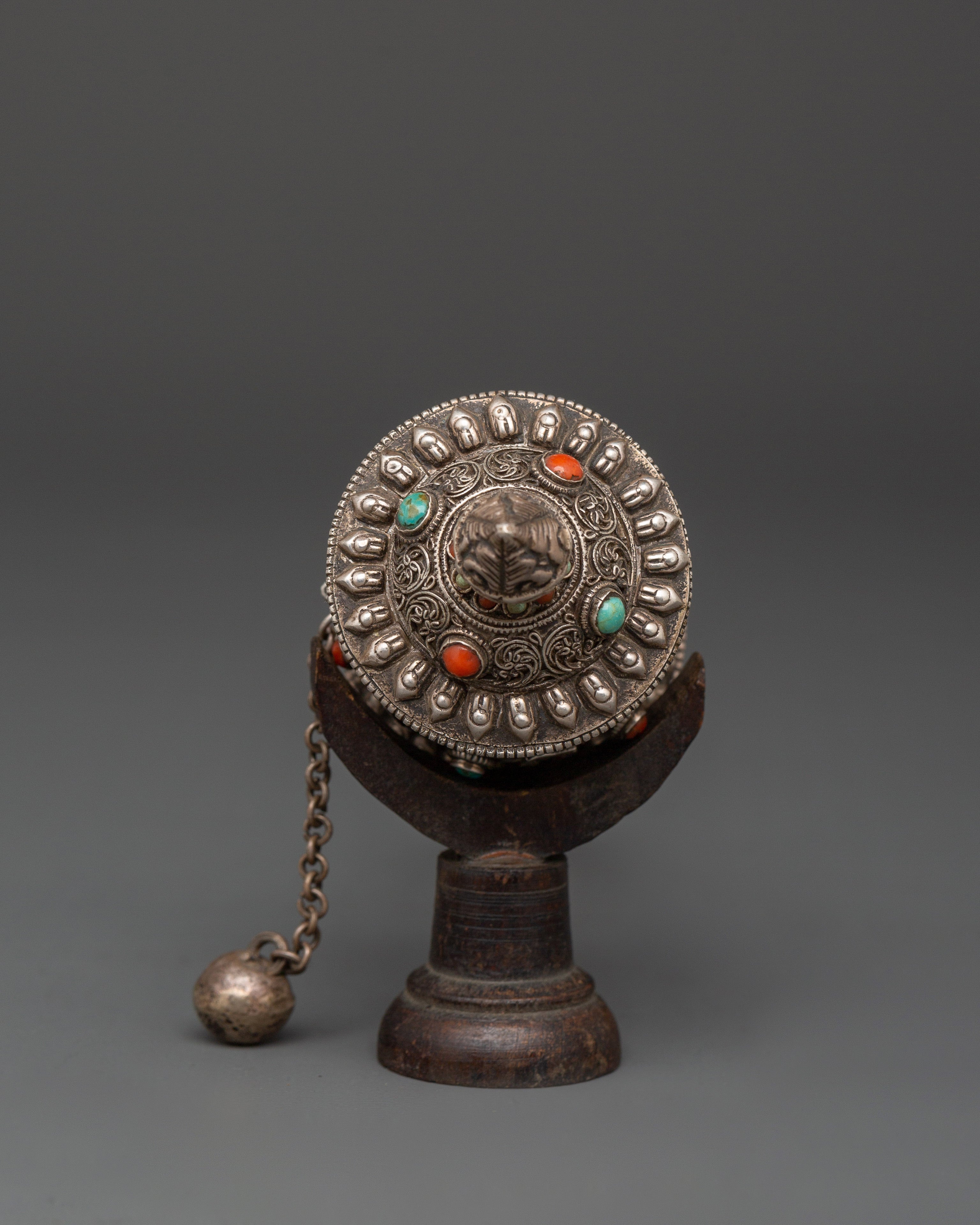 Tibetan Prayer Wheel 92.5% Silver | Handcrafted Spinning Mani Wheel