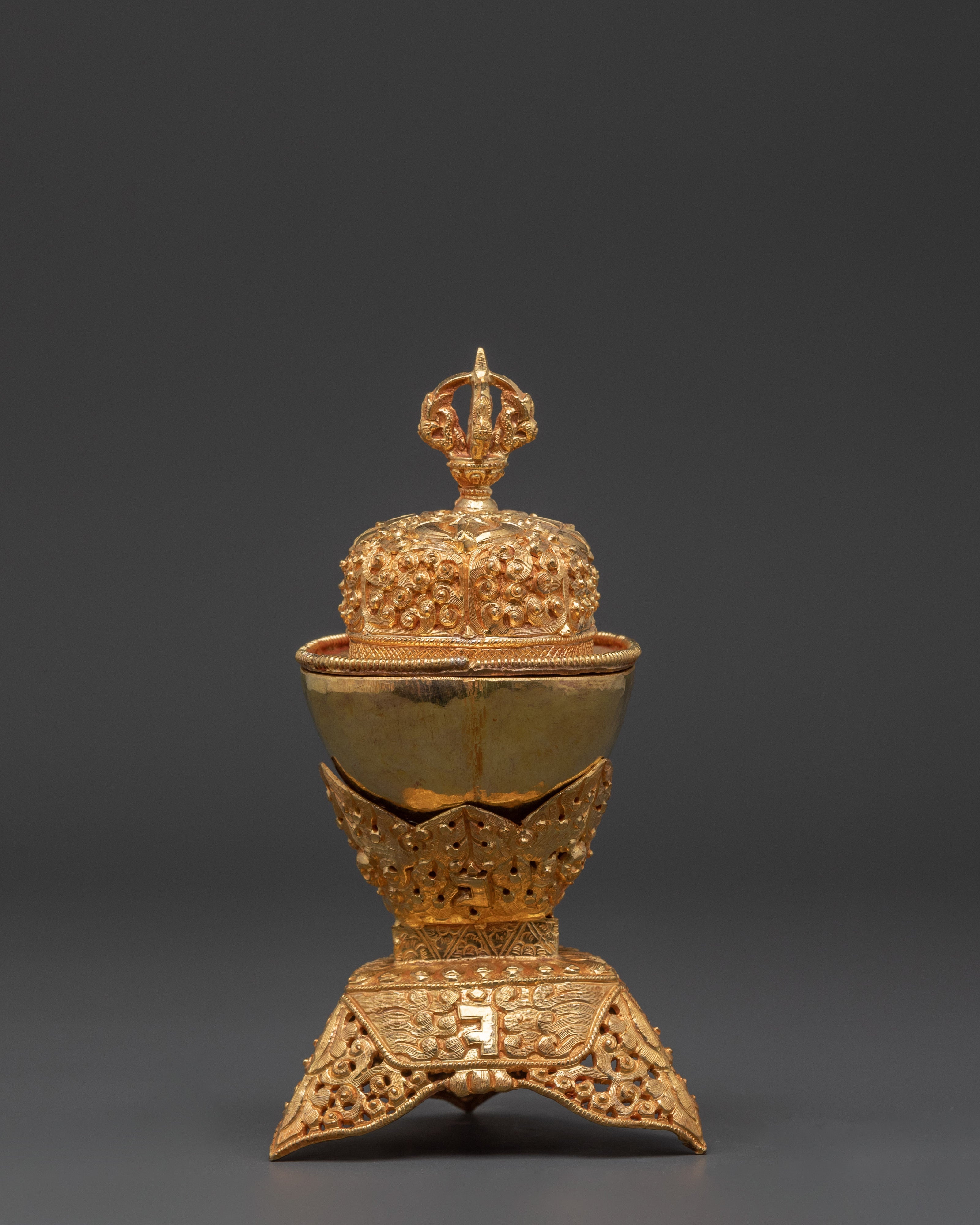 Gold Plated Kapala for Buddhist Ceremonies | Kapala for Tantric Practices