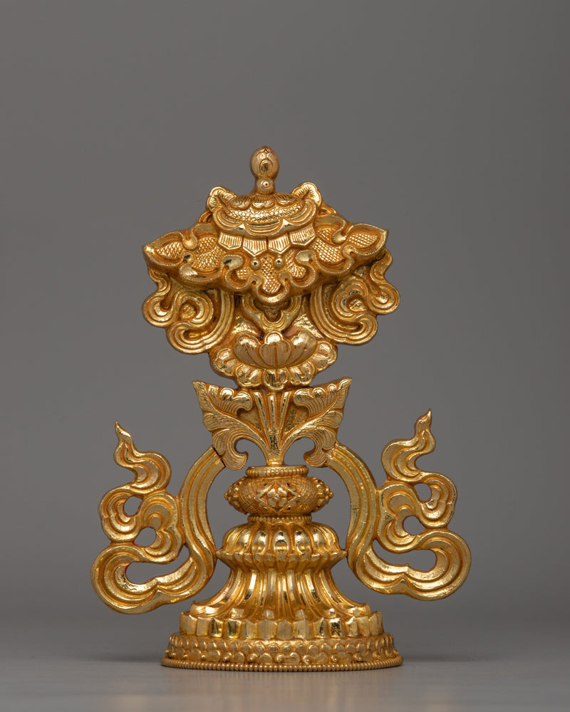 Gold-Plated Auspicious Symbol | Buddhist Rituals and Home Decor