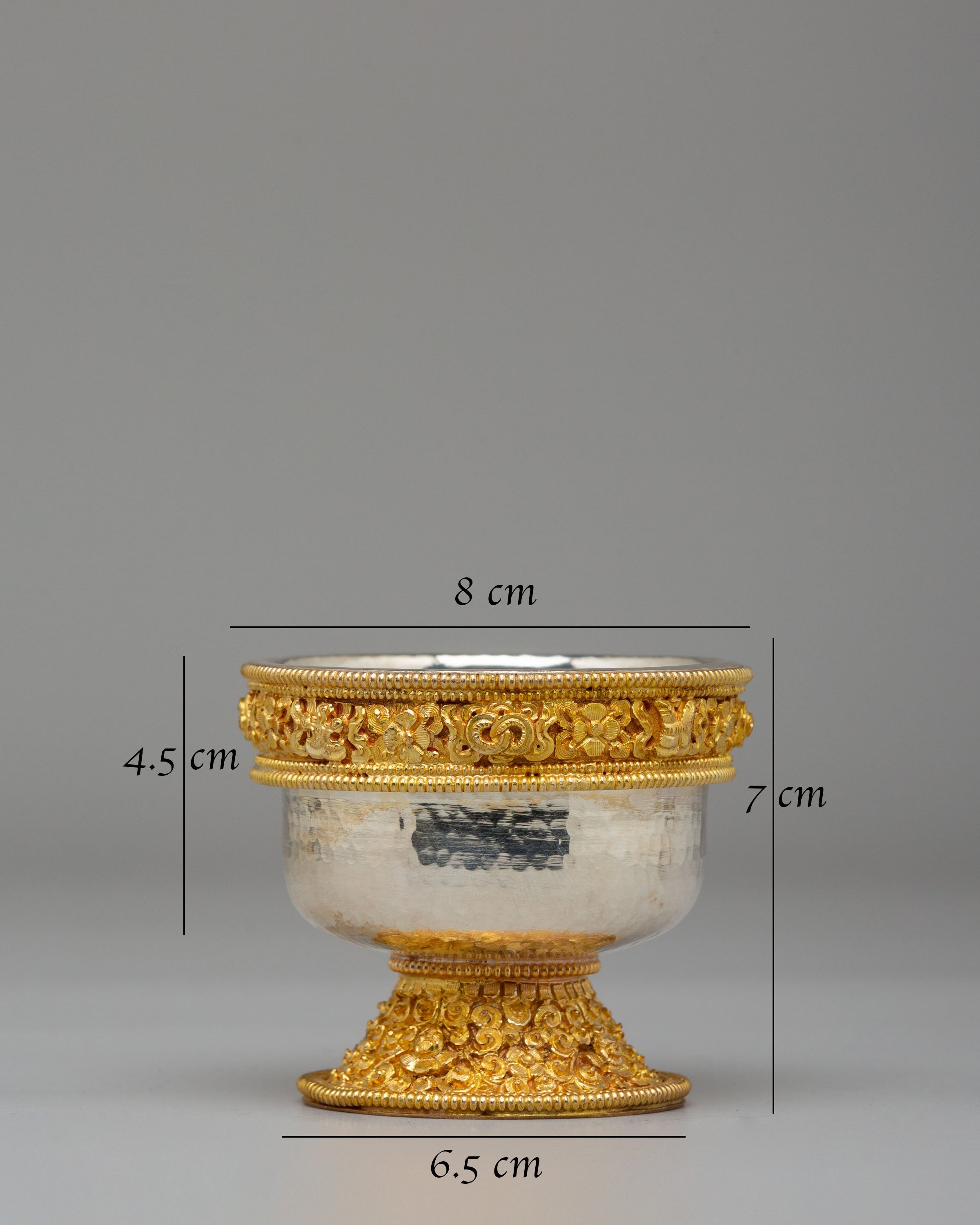 Sacred Himalayan Altar Offering Bowls | Gold Silver Plated Ritual Bowls