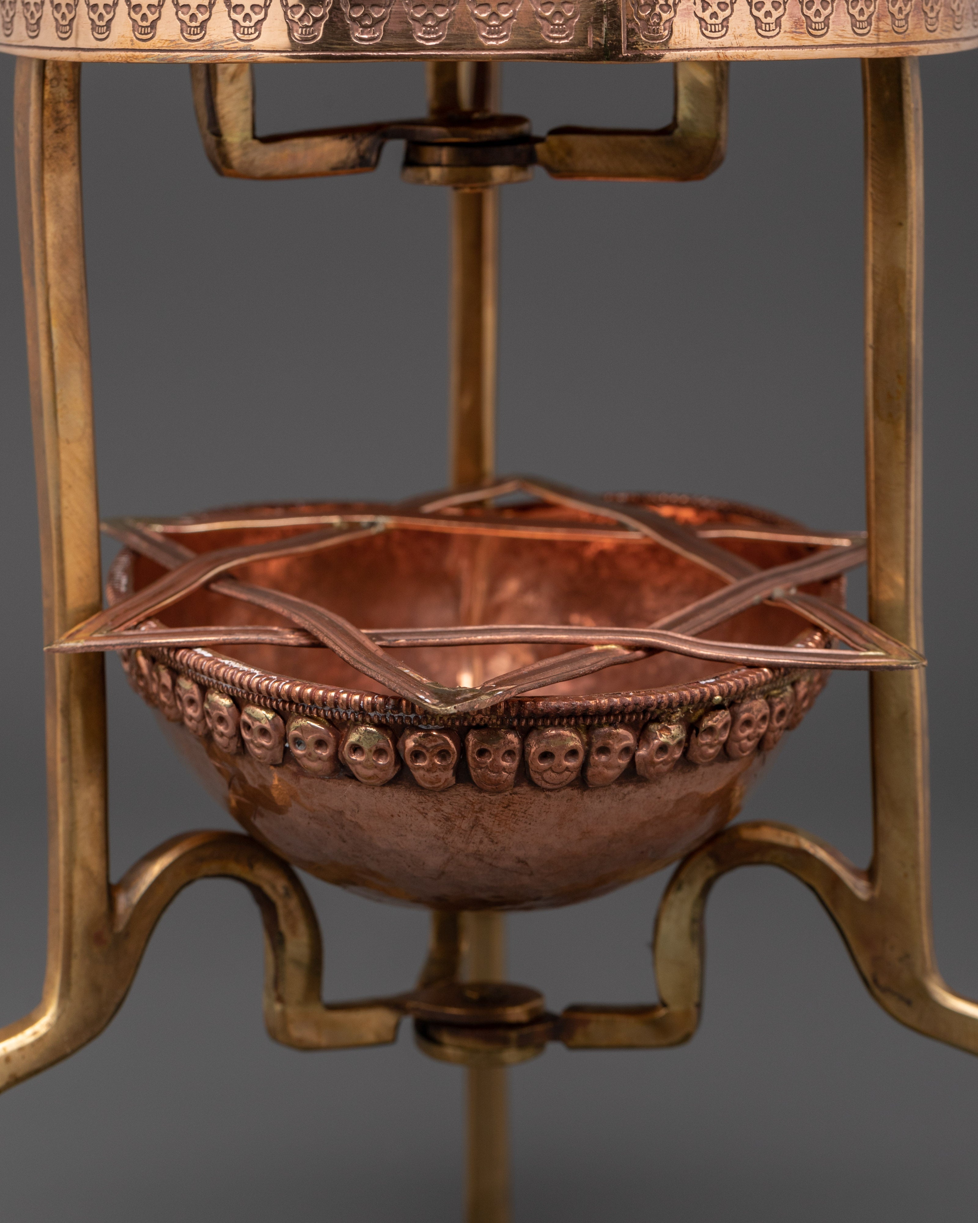 Ritual Kapala Star with Stand | Sacred Copper Artifact