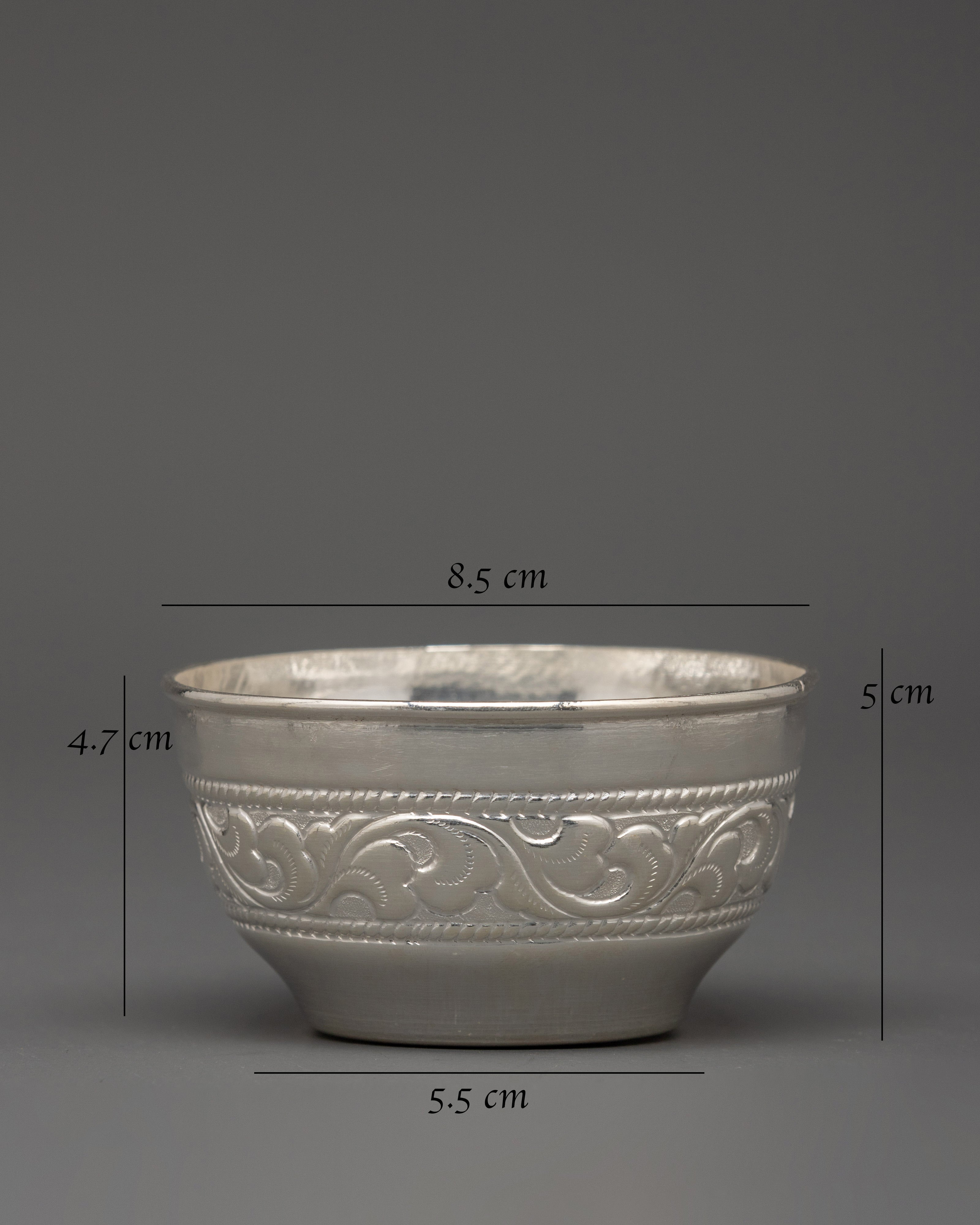 Handcrafted Pure Silver Water Offering Bowl Set | Ritual & Meditation Decor