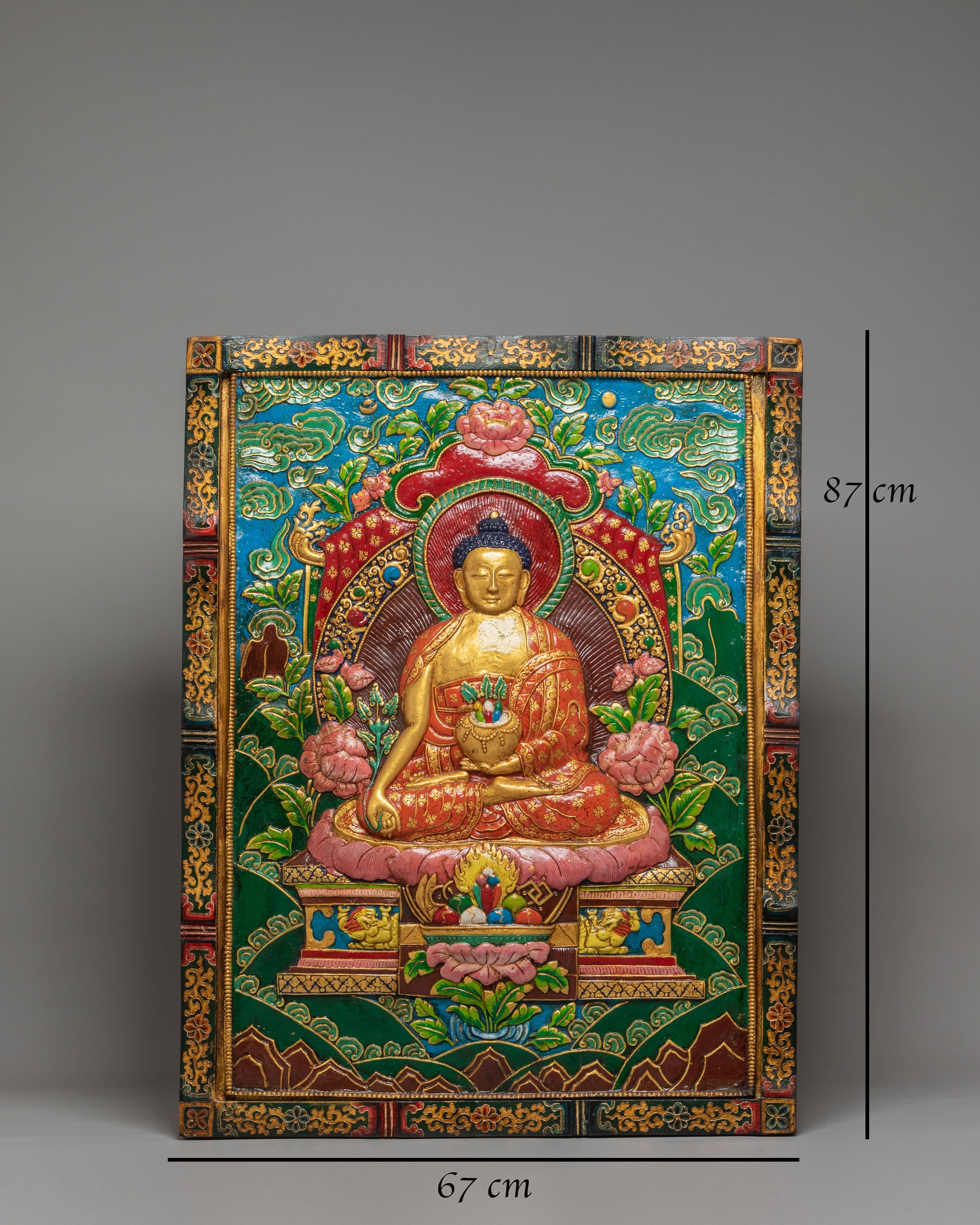 Sacred Medicine Buddha Thangka Wall Hanging | Tibetan Buddhist Healing Art