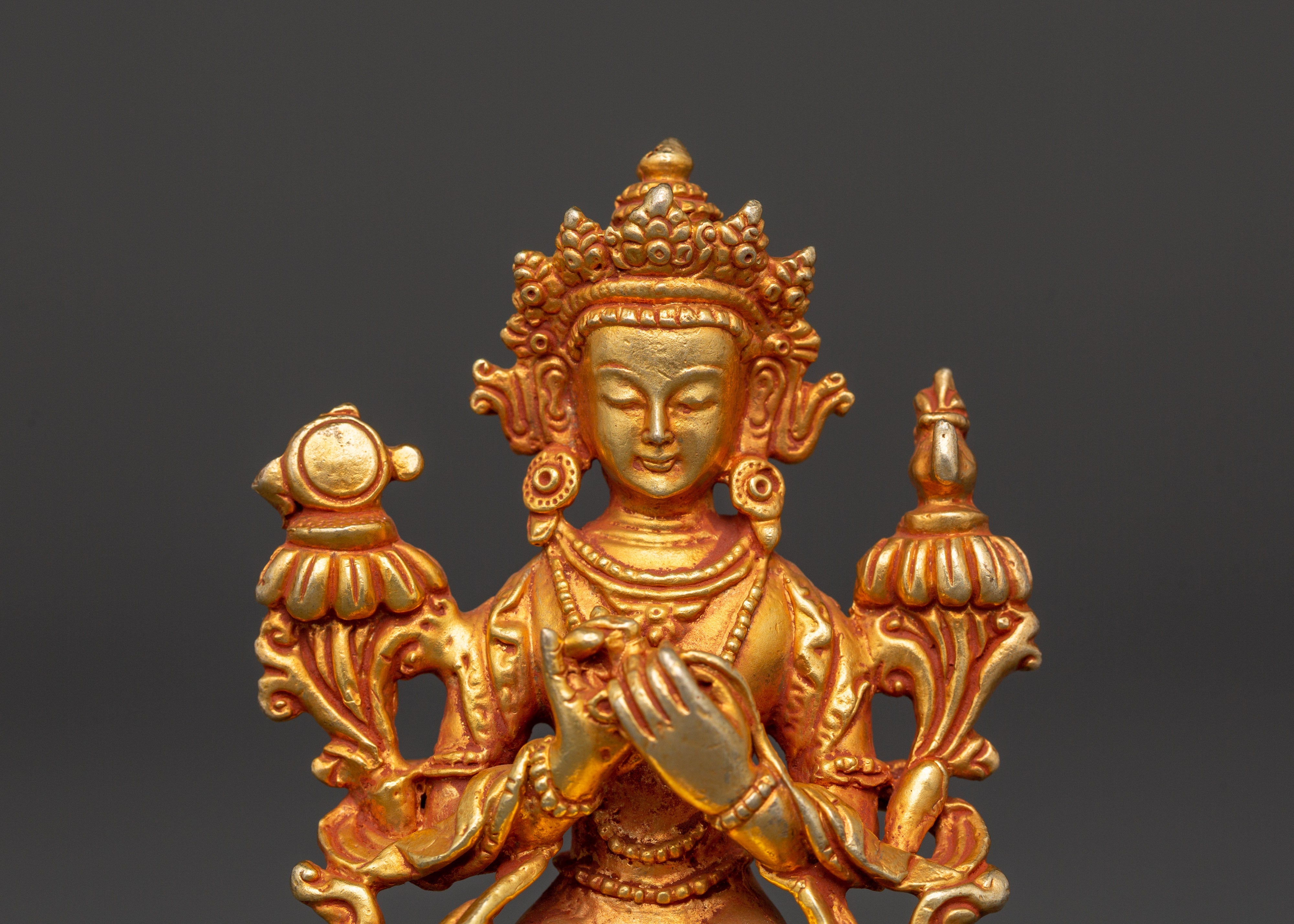 Tibetan Maitreya Buddha Figure | Gold-Plated Seated Statue