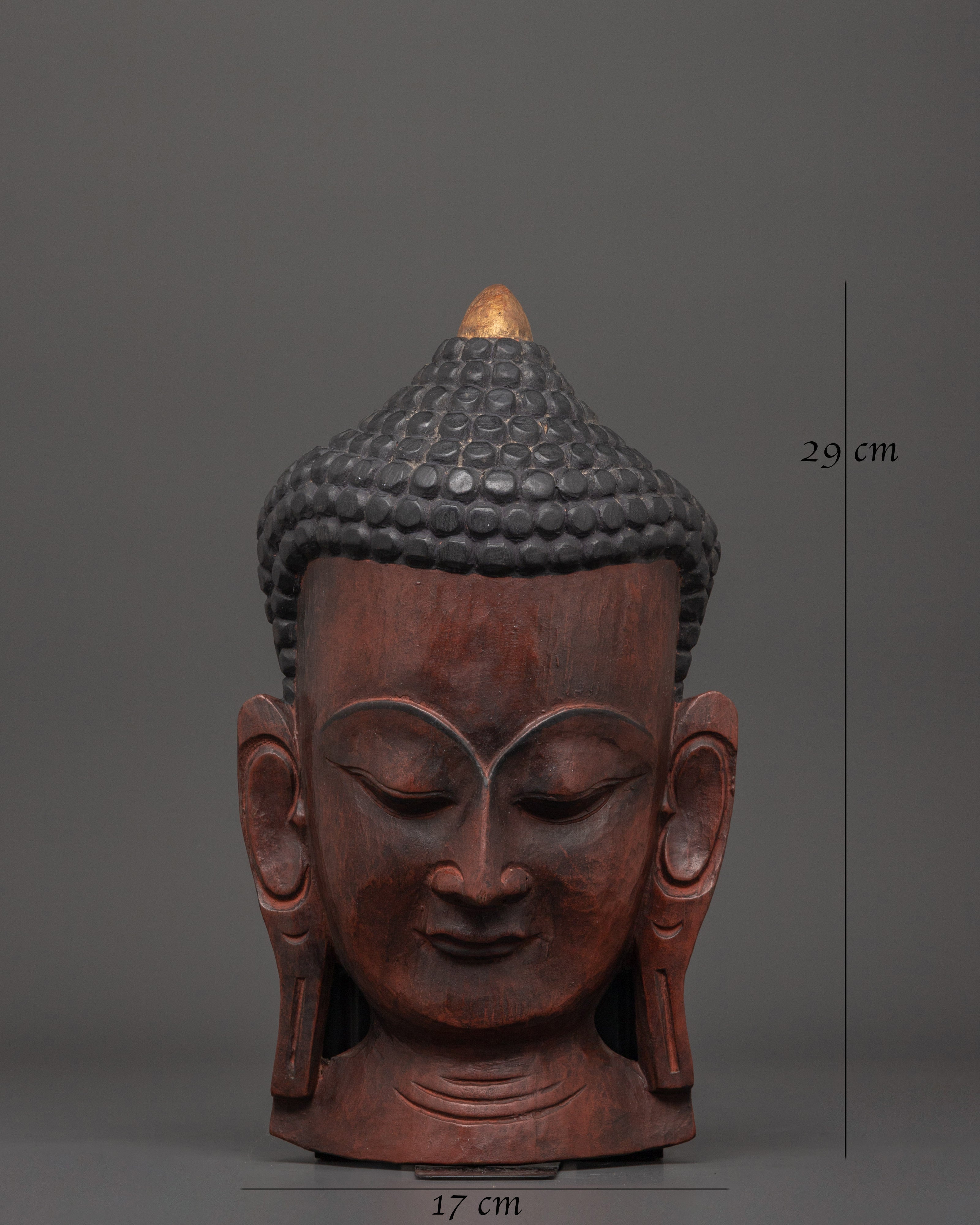 Buddha Head Wall Hanging Mask | Handcrafted Wooden Buddha Head Wall Art