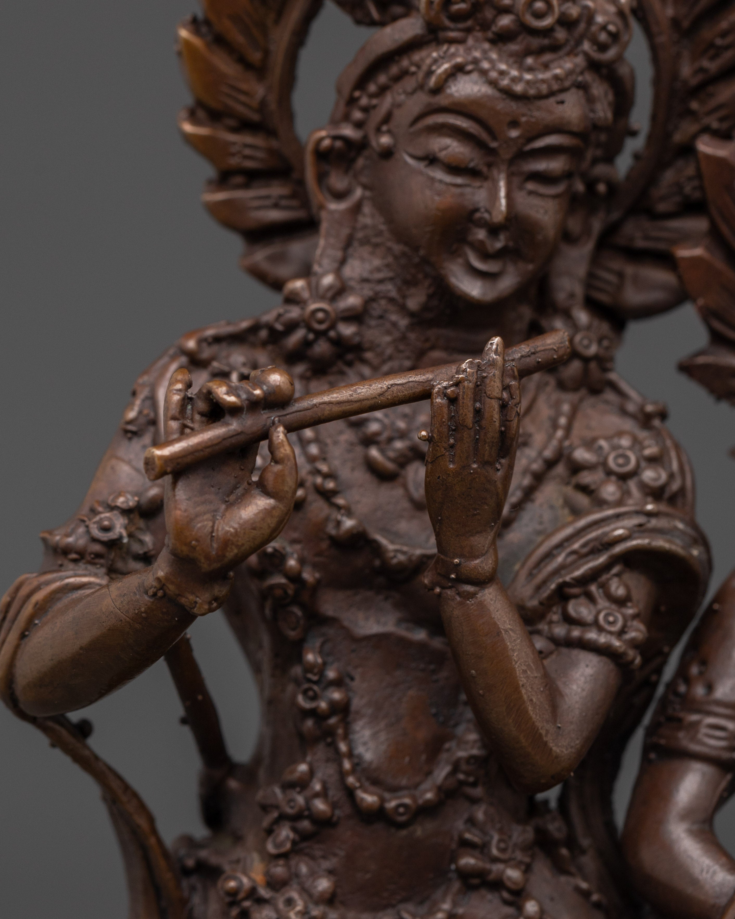 Krishna and Radha Brass Statue | Spiritual Hindu Deity Sculpture