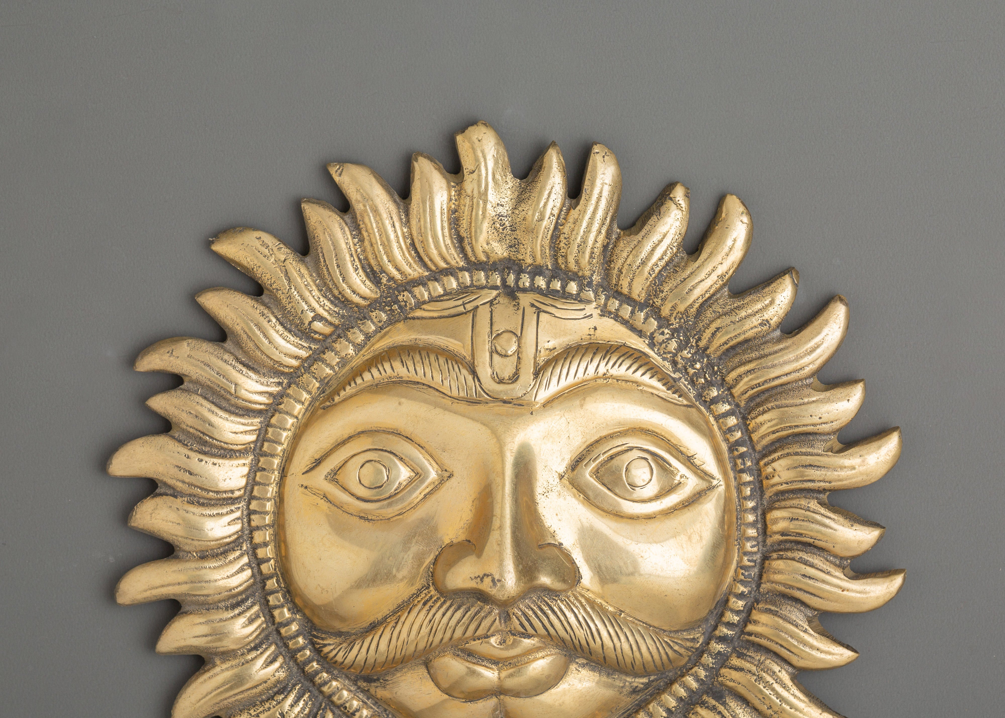 Brass Sun Wall Hanging | Handcrafted Sun Face Decor