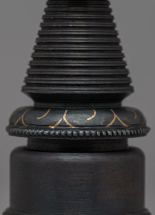 Authentic Handcrafted Tibetan Iron Stupa | Sacred Buddhist Shrine