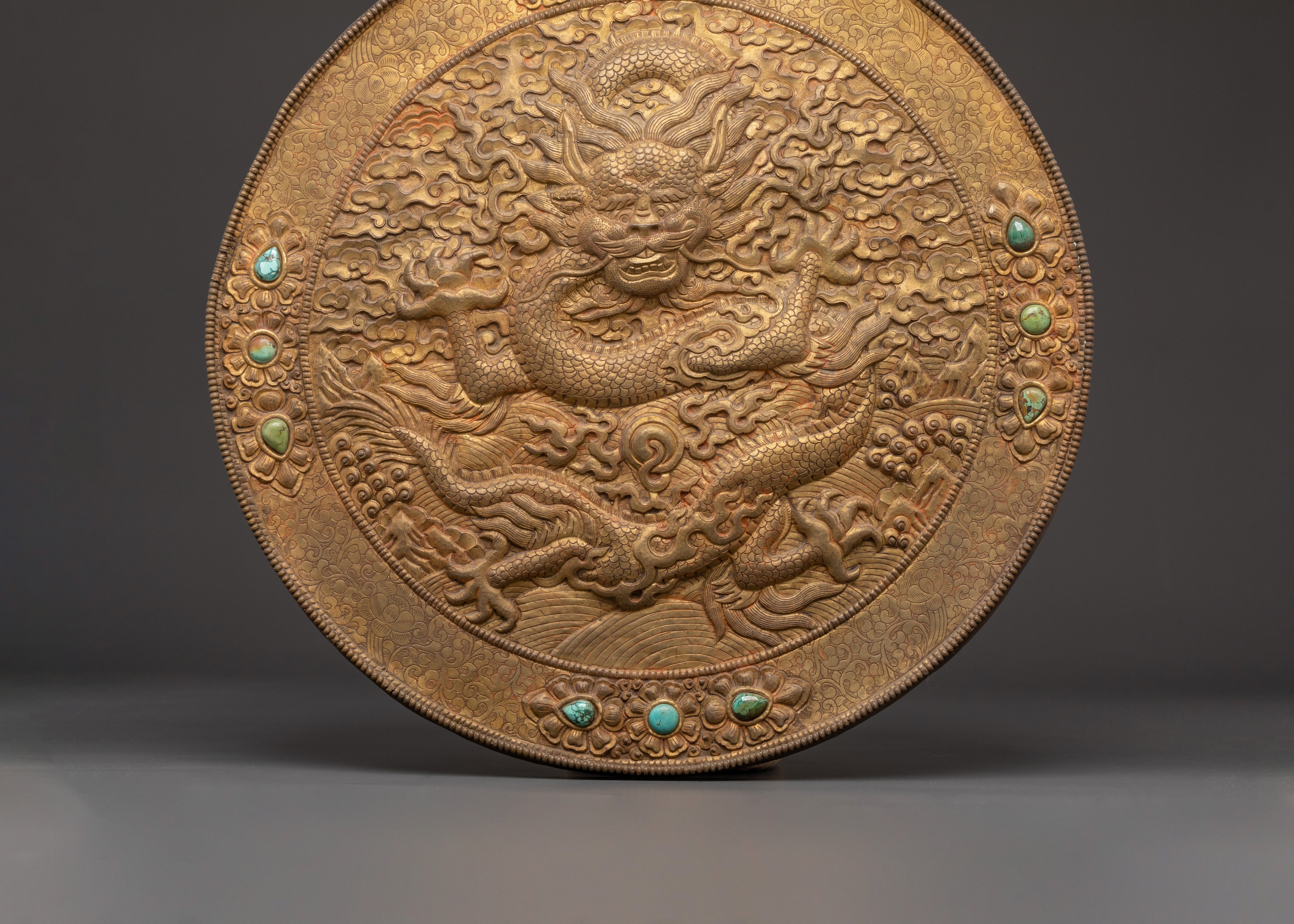 Handcrafted Brass Wall Hanging | Dragon Carved Sacred Wall Hanging