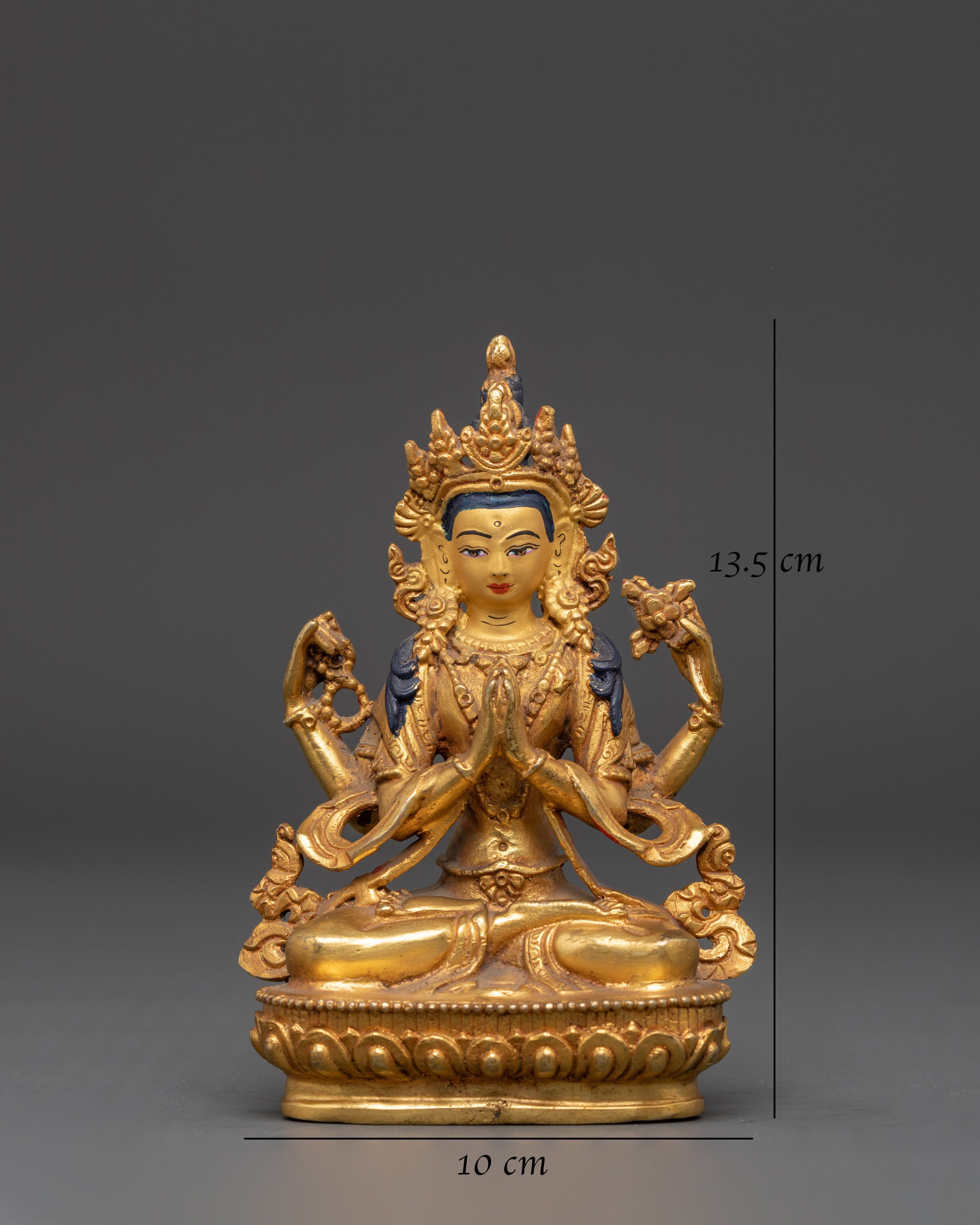 Compassion Lord Four-Armed Chenrezig Statue | Handcrafted Buddhist Sculpture