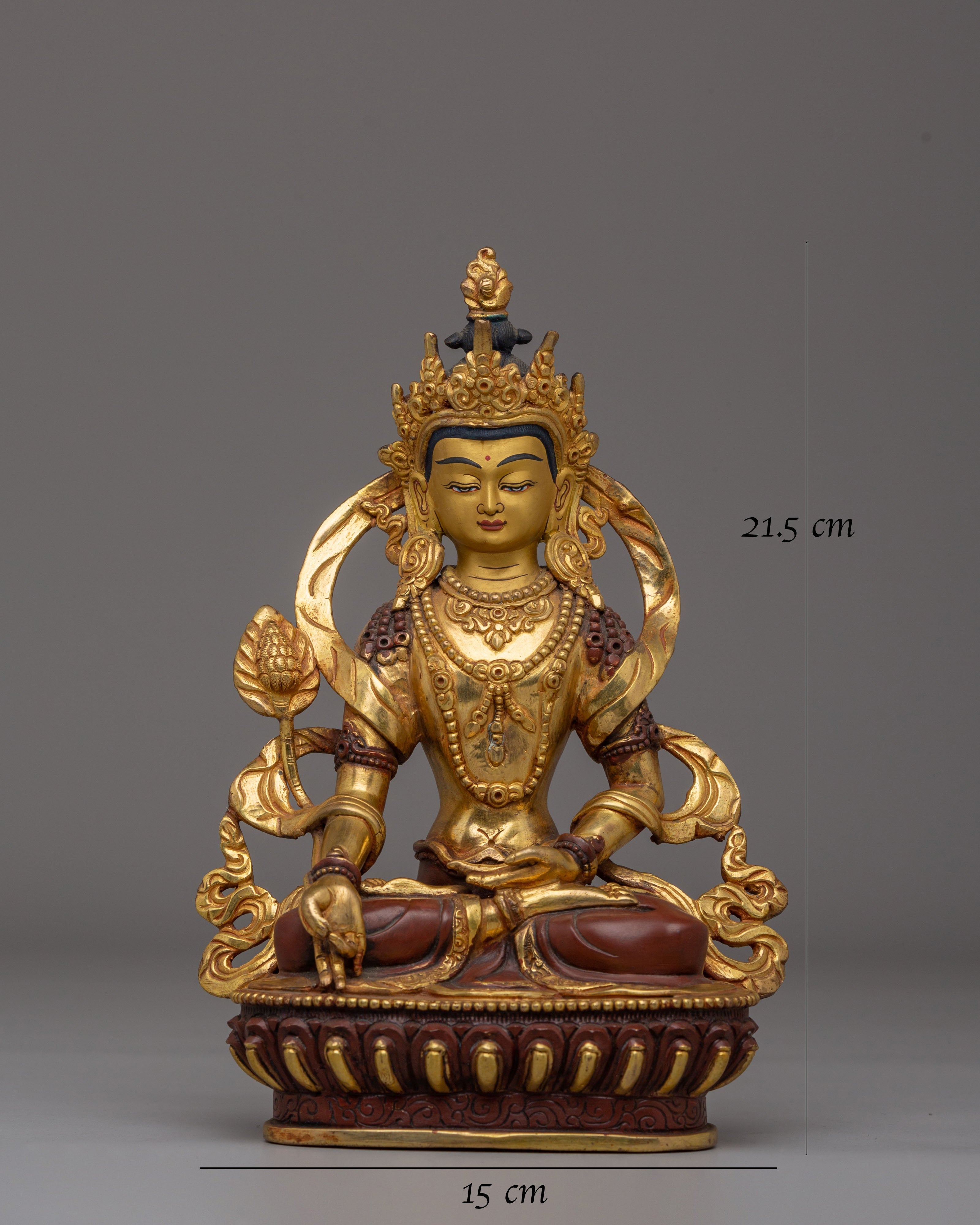 Handcrafted Scared Kshitigarbha Statue | 24K Gold Plated