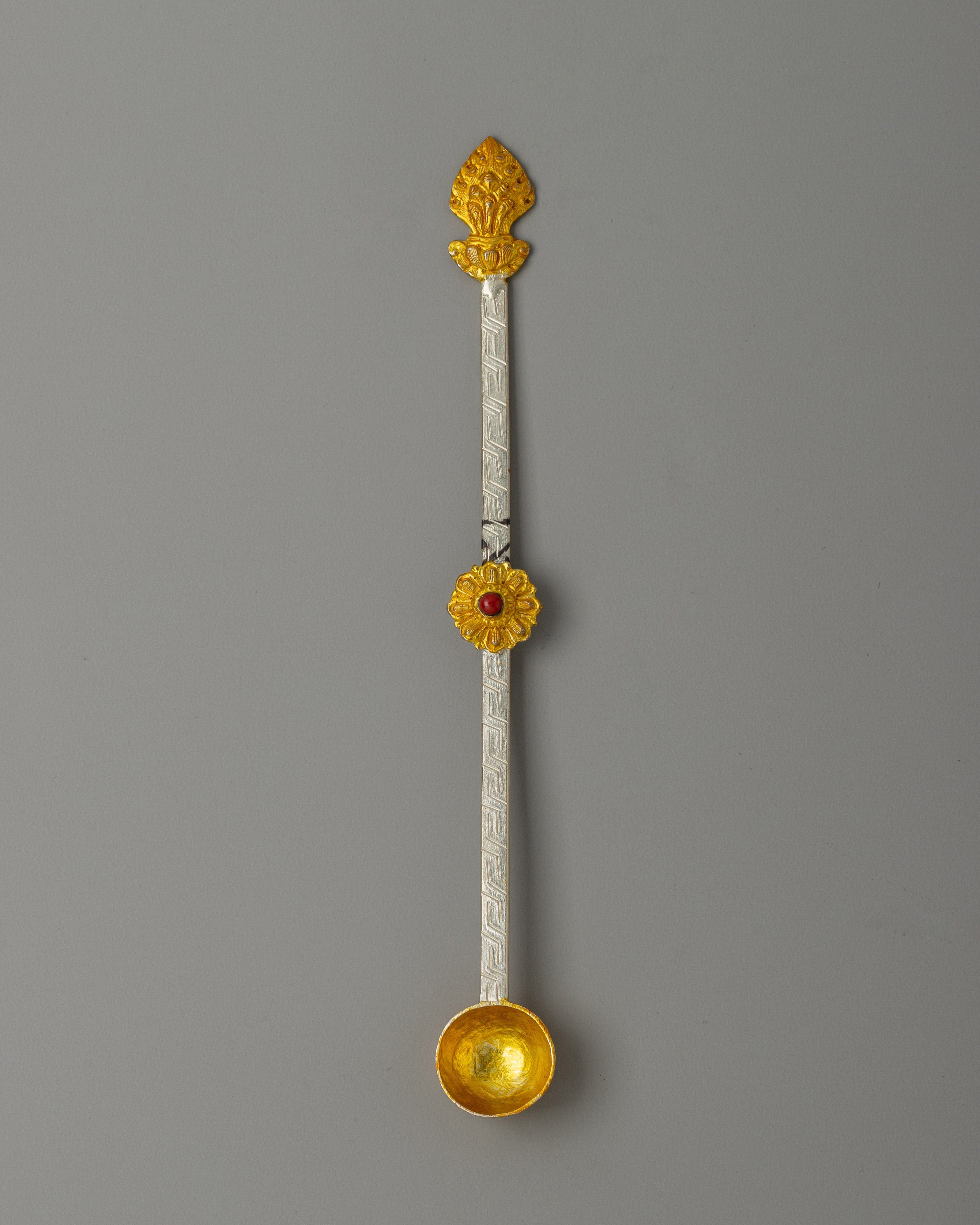 Altar Spoon Set with Electro Gold Plating | Tibetan Ritual Tool