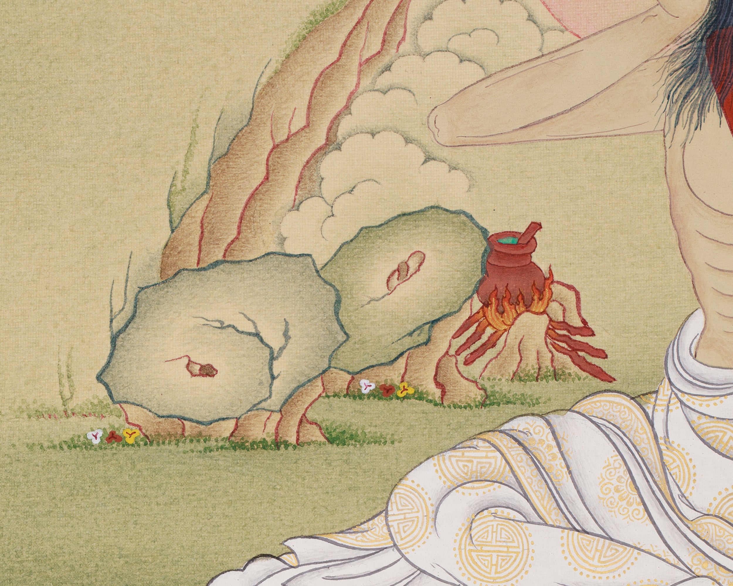 Buddhist Master Milarepa Thangka | The Divine Yogi of Tibetan Buddhism