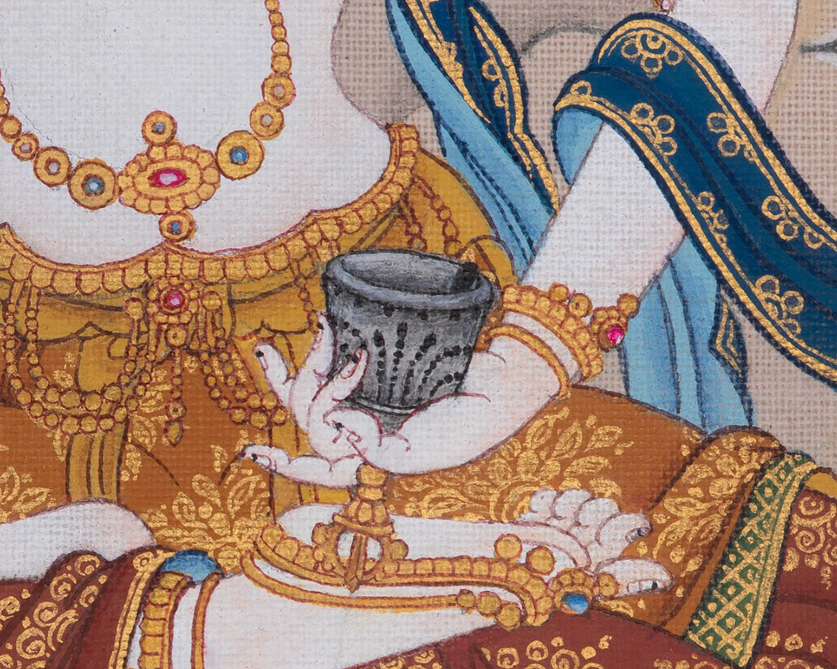 Vajrasattva Buddha of Purification Thangka | Represents Luminous Nature of The Enlightened Mind