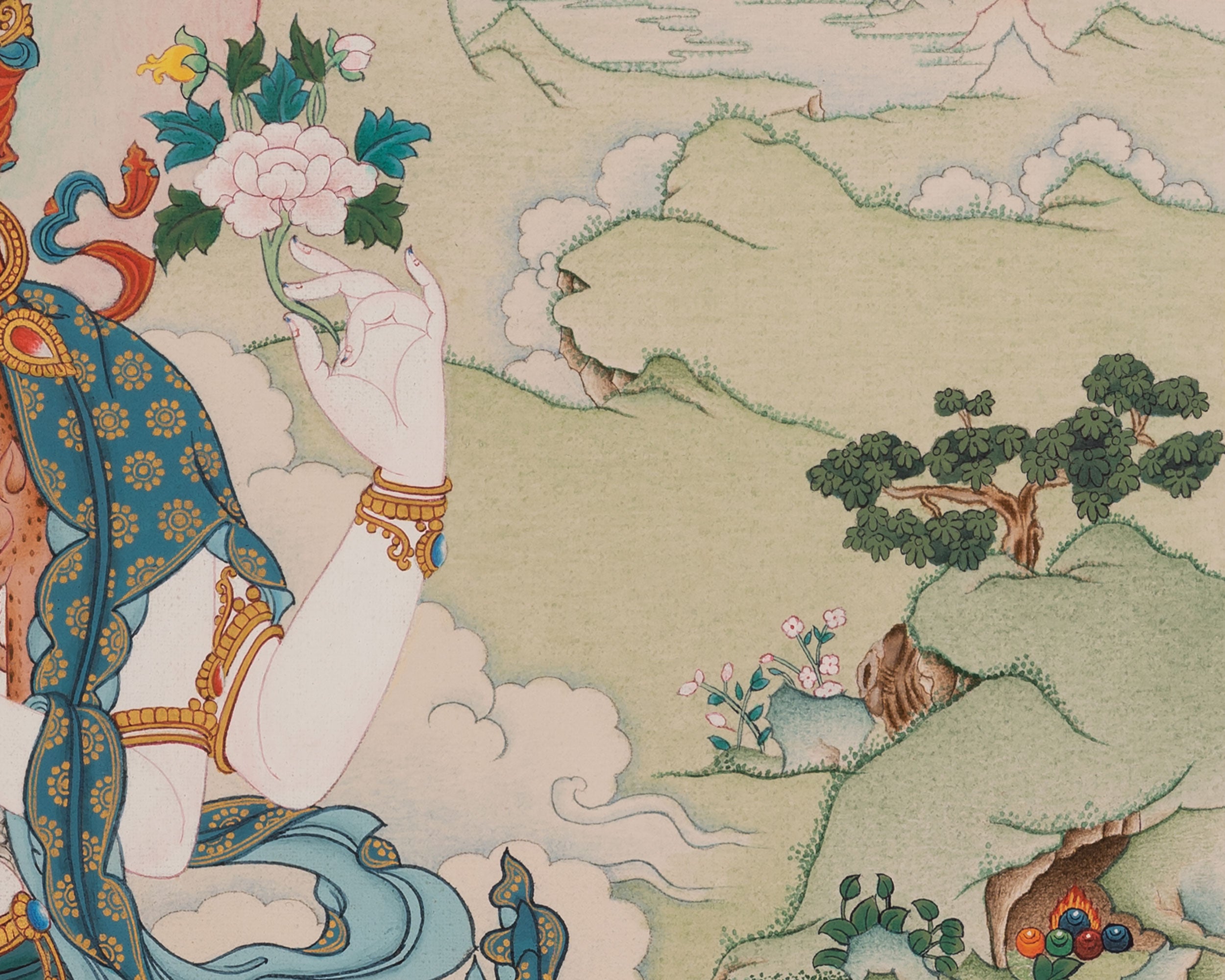 Buddha of Compassion Chenrezig Thangka | Divine Mercy and Enlightened Presence
